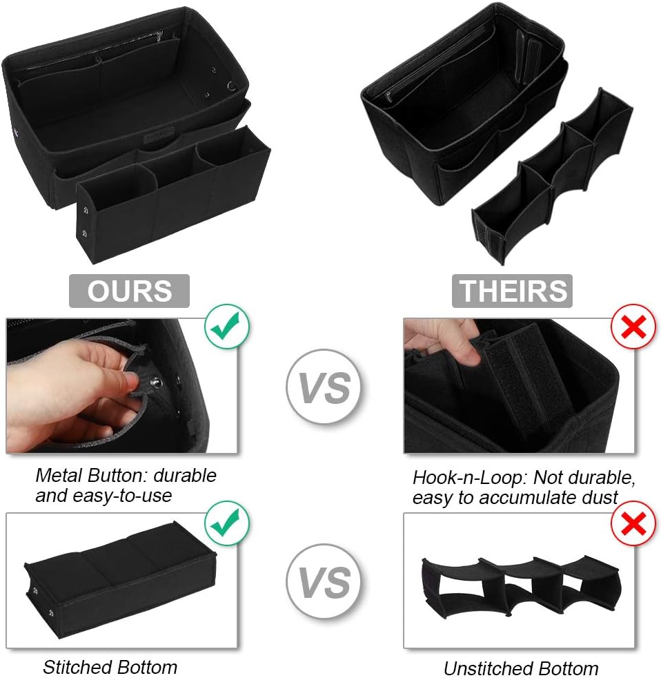 Detalle de Betoores Bag Felt Handbag Organiser Tote Folder with Zip Pocket, Black, L