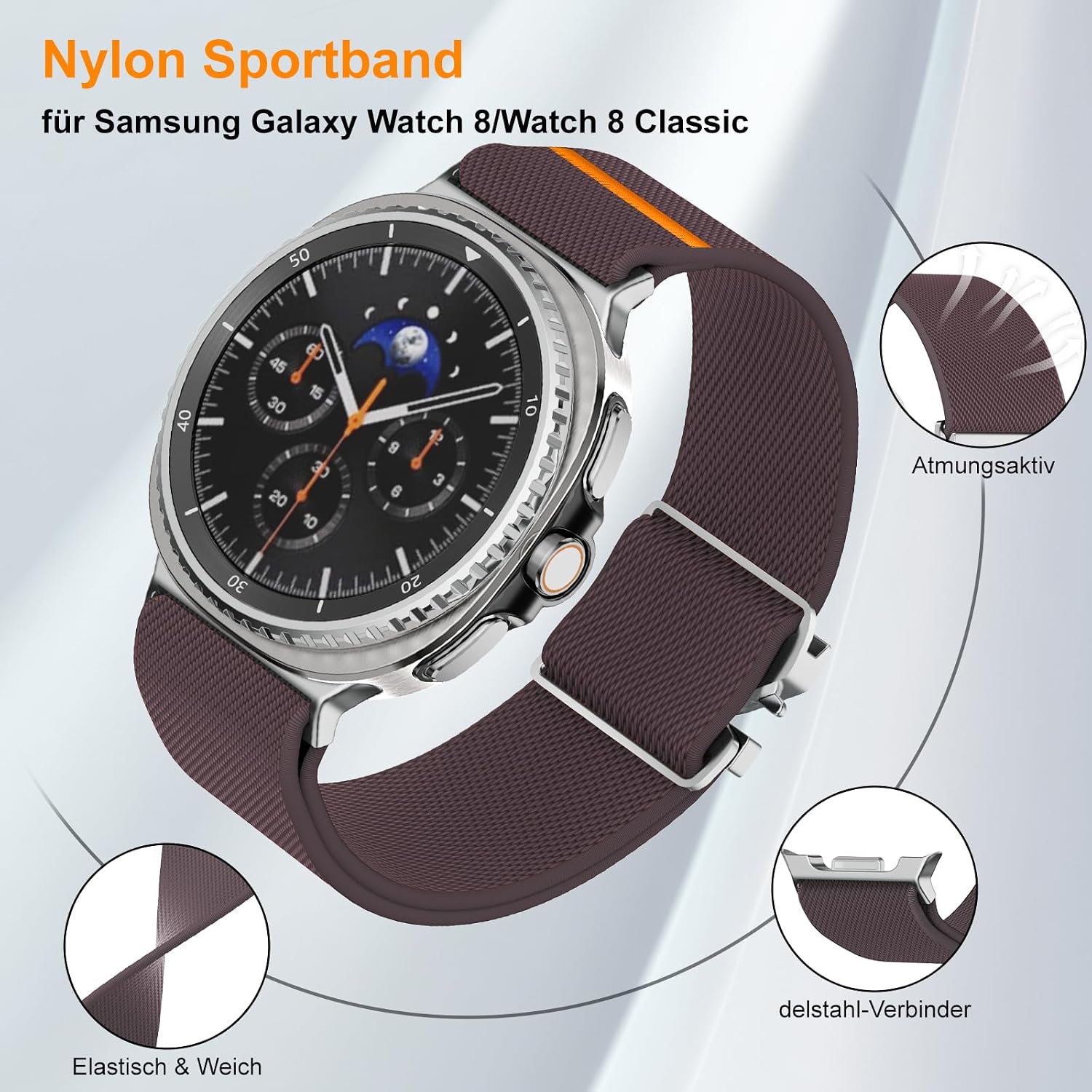Thumbnail 3 de Hexasider stretchy nylon strap with parachute-style buckle for Samsung Galaxy Watch 8 / 8 Classic (40mm, 44mm, 46mm)