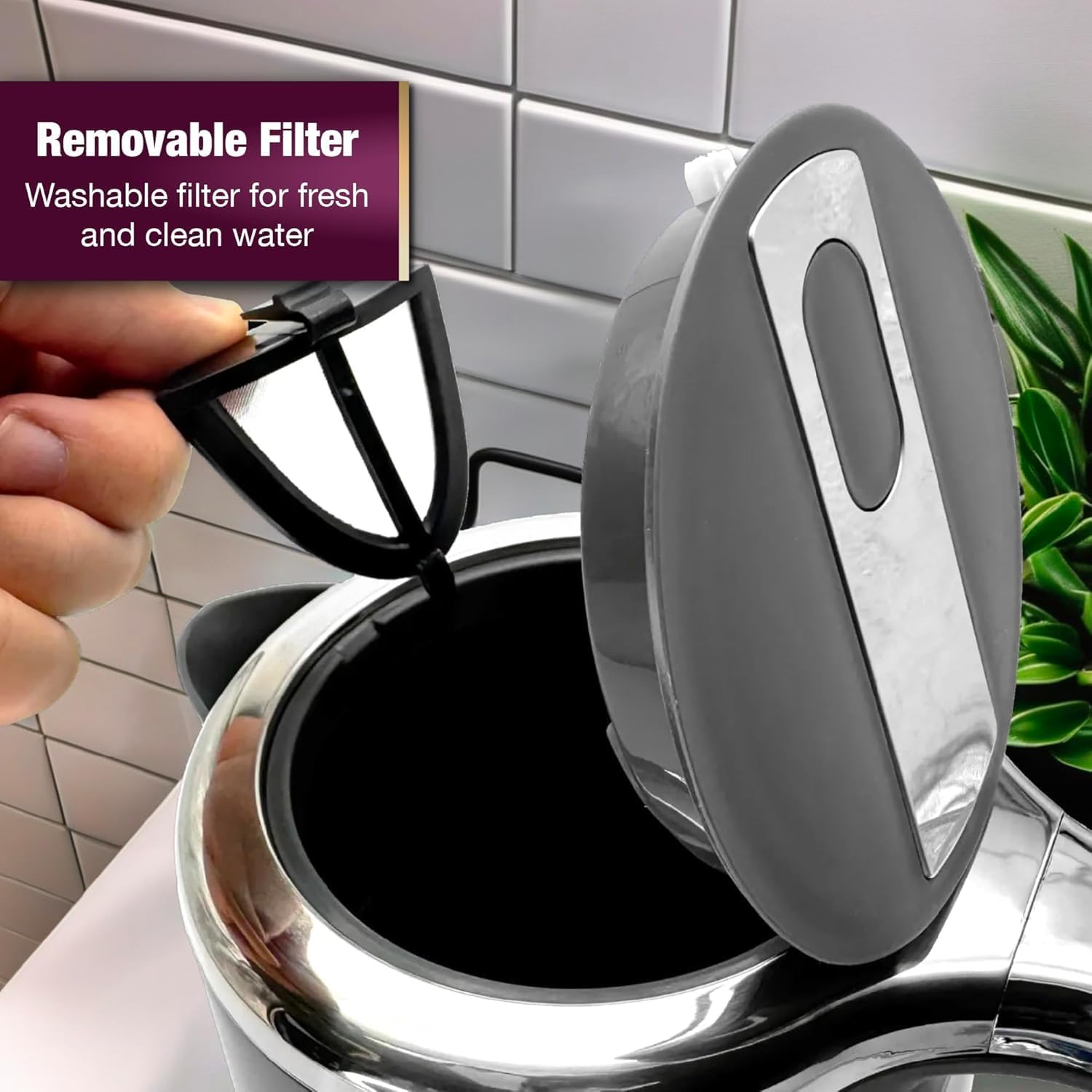 Thumbnail 4 de Andrew James Lumiglo Fast Boil Electric Kettle (Grey) 1.7L, 3000W cordless quiet boil