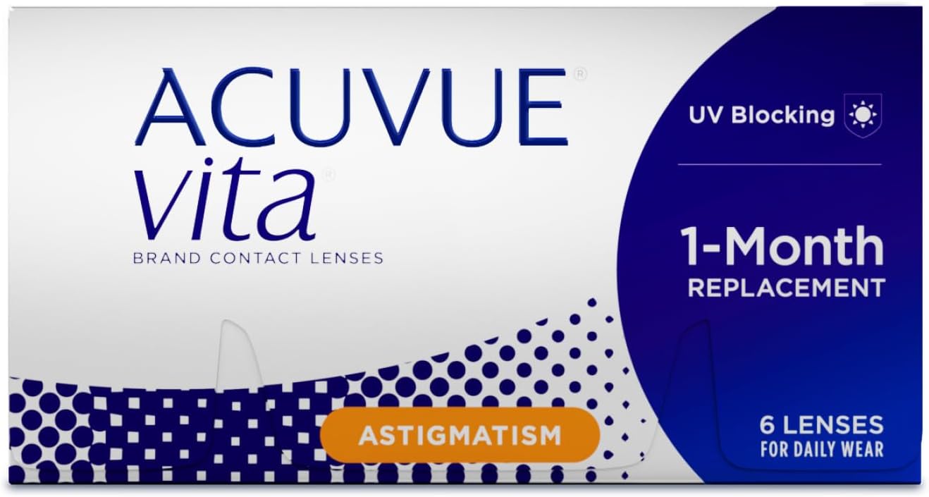 ACUVUE Vita for Astigmatism Monatslinsen – 6er-Pack, BC 8,6 | DIA 14,5 | CYL -2,25 | Achse 80 | Dioptrien -0,25