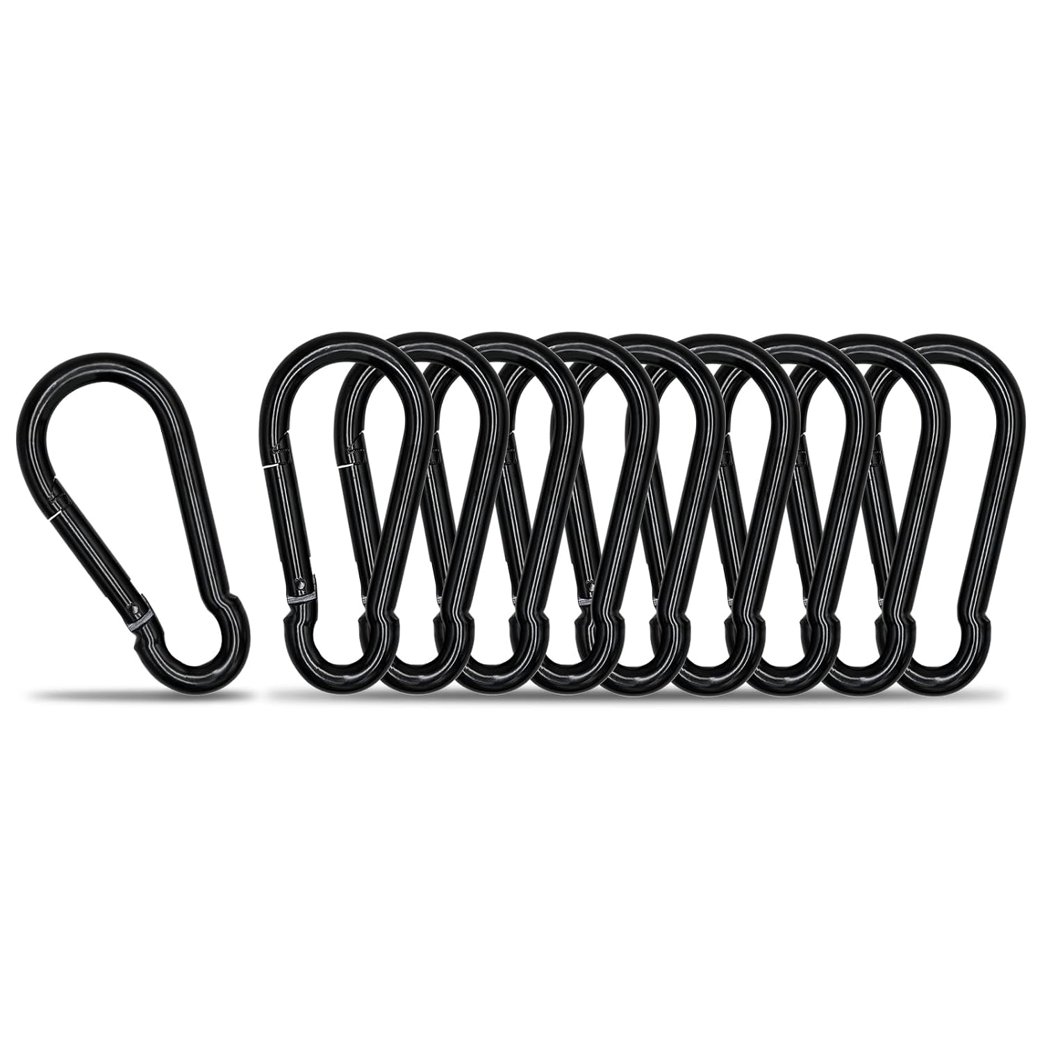 Detalle de KINLINK 1.57-Inch Spring Snap Hooks, Black Carbon Steel, 10-Pack