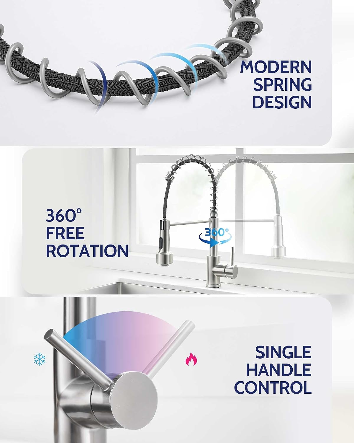 Detalle 1 de LUFEIDRA 07BIL Kitchen Faucet with LED Temperature Lights and Dual-Mode Sprayer
