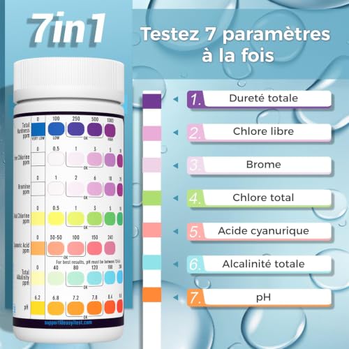 Thumbnail 2 de EASYTEST 7 en 1 – Testeur pour Eau de Piscine et Spa, 150 bandes