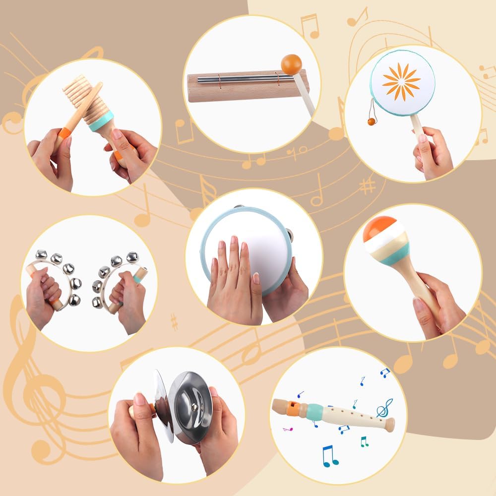 Detalle de Instruments de Musique Montessori 8 en 1 pour tout-petits (1–3 ans) – Rose