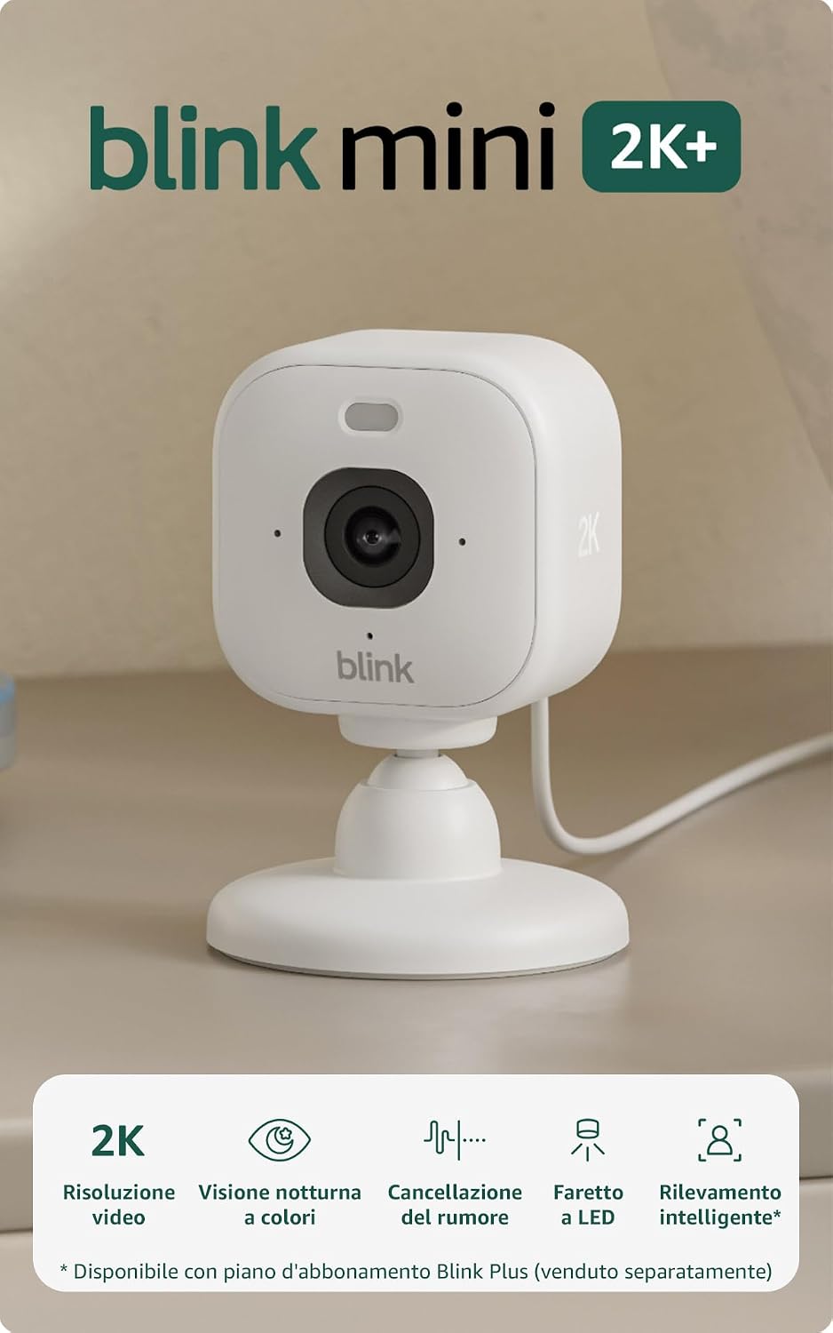 Detalle de Blink Mini 2K+ videocamera domestica