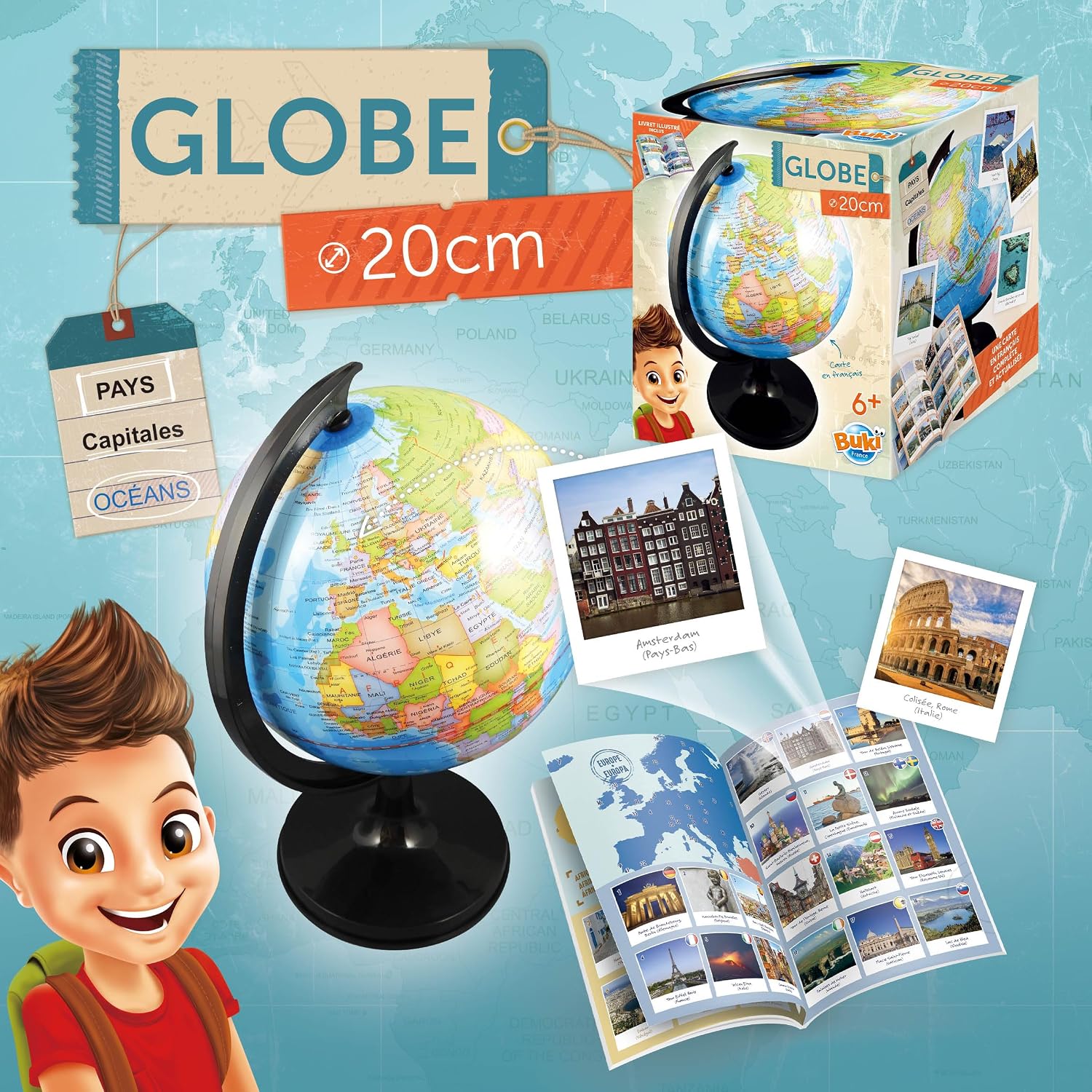 Thumbnail 4 de BUKI France Globo Terrestre 20 cm per Bambini – Scoperta del Mondo