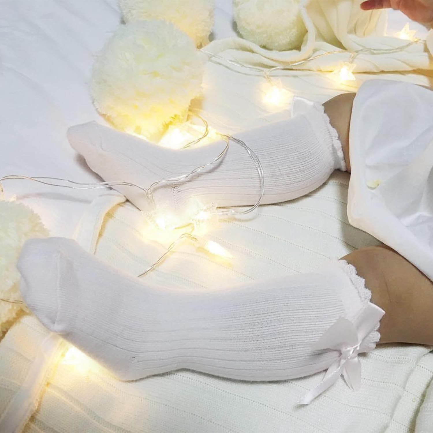 Thumbnail 2 de DRESHOW Baby Girl Knee High Socks – 5-Pack Cotton Blend with Bow, UK Sizes