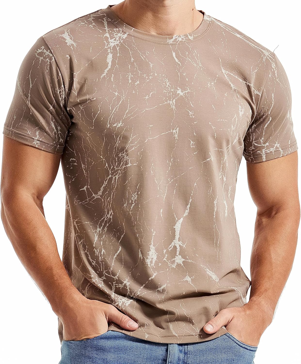 Thumbnail 5 de RONOMO Herren T-Shirt 95% Baumwolle / 5% Spandex – Hautfreundlich, Mikroelastisch, mit Graffiti-Druck