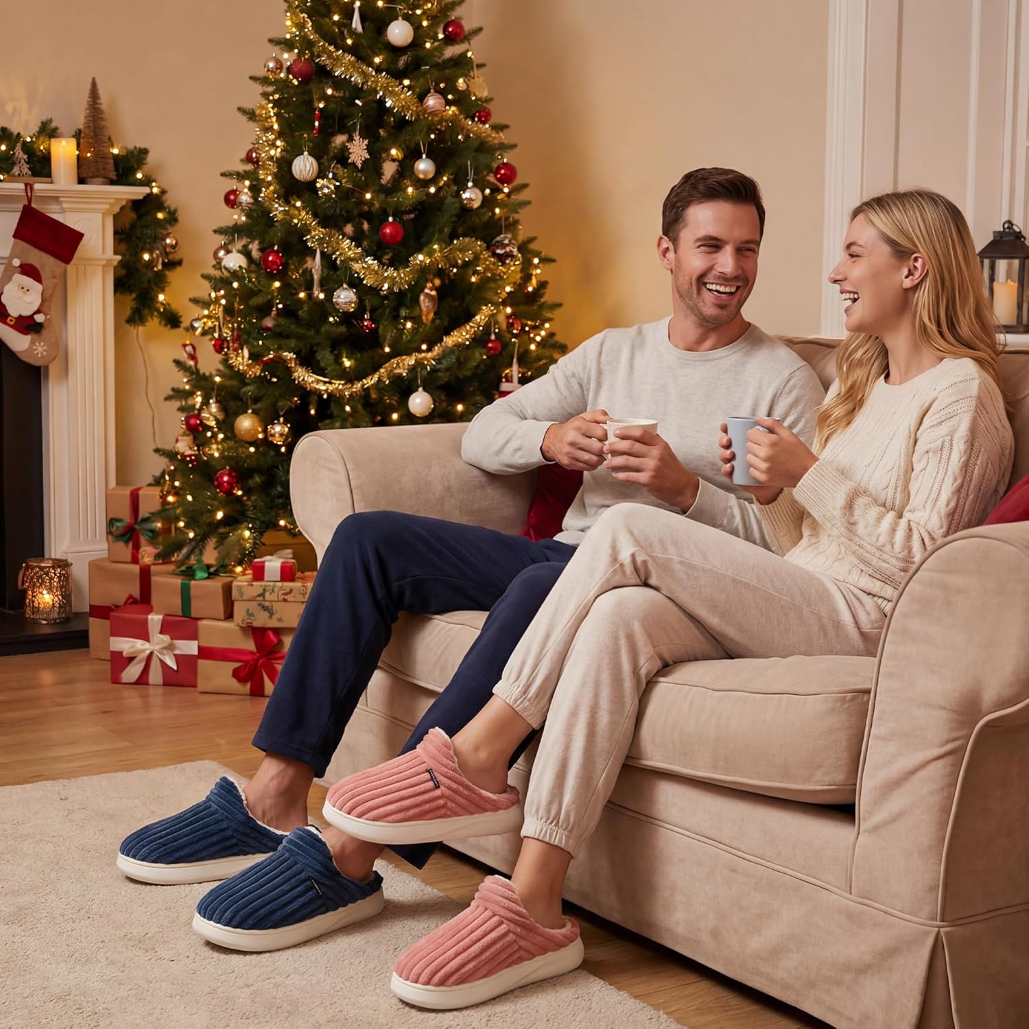 Thumbnail 1 de Donpapa Chaussons d’Hiver pour Femme et Homme — Confort en peluche avec mémoire et semelle antidérapante