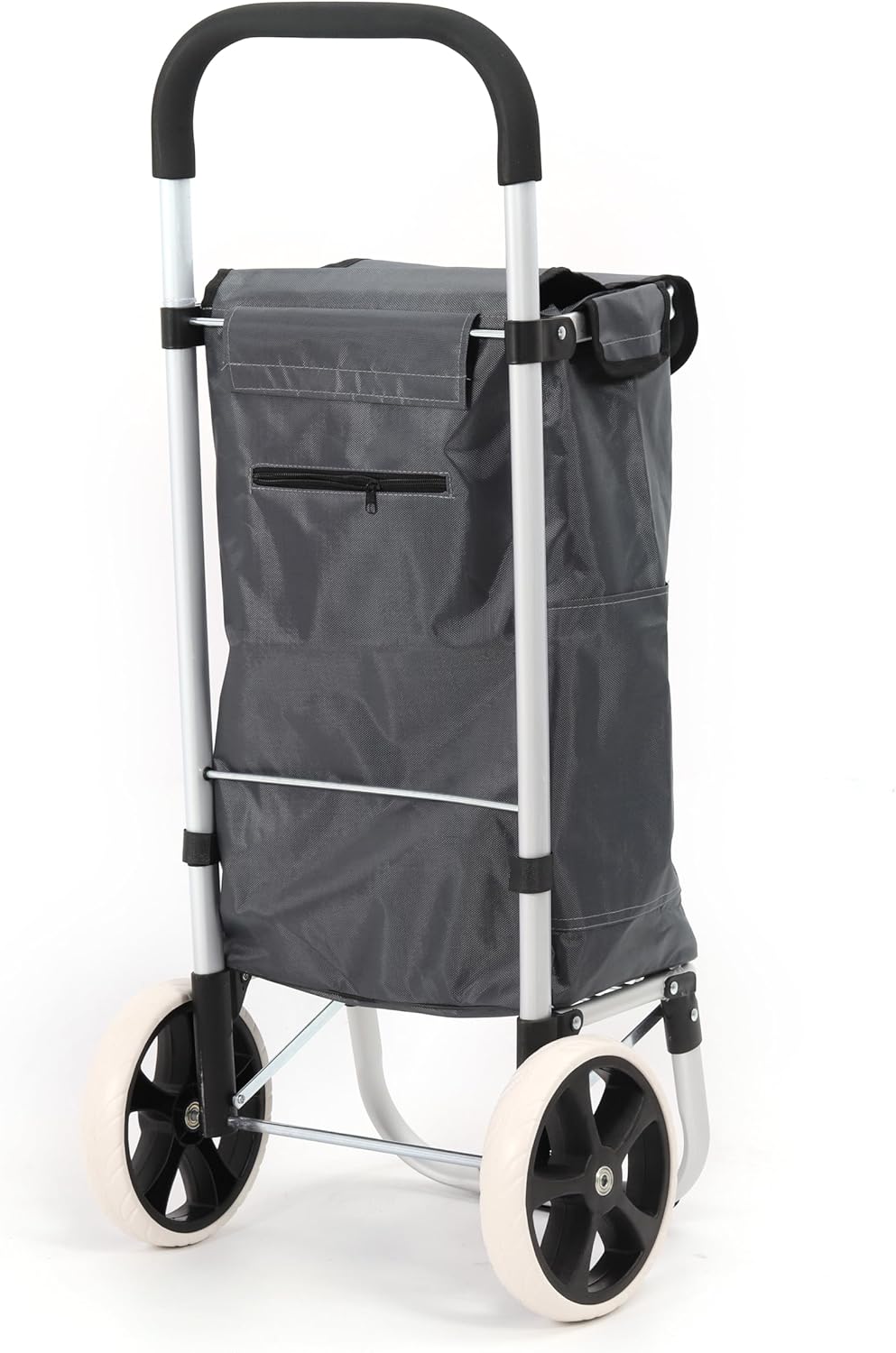 Detalle de 42Litres Aluminium Chariot de Courses Pliable avec Compartiment Étanche – Grand Caddie à Roulettes