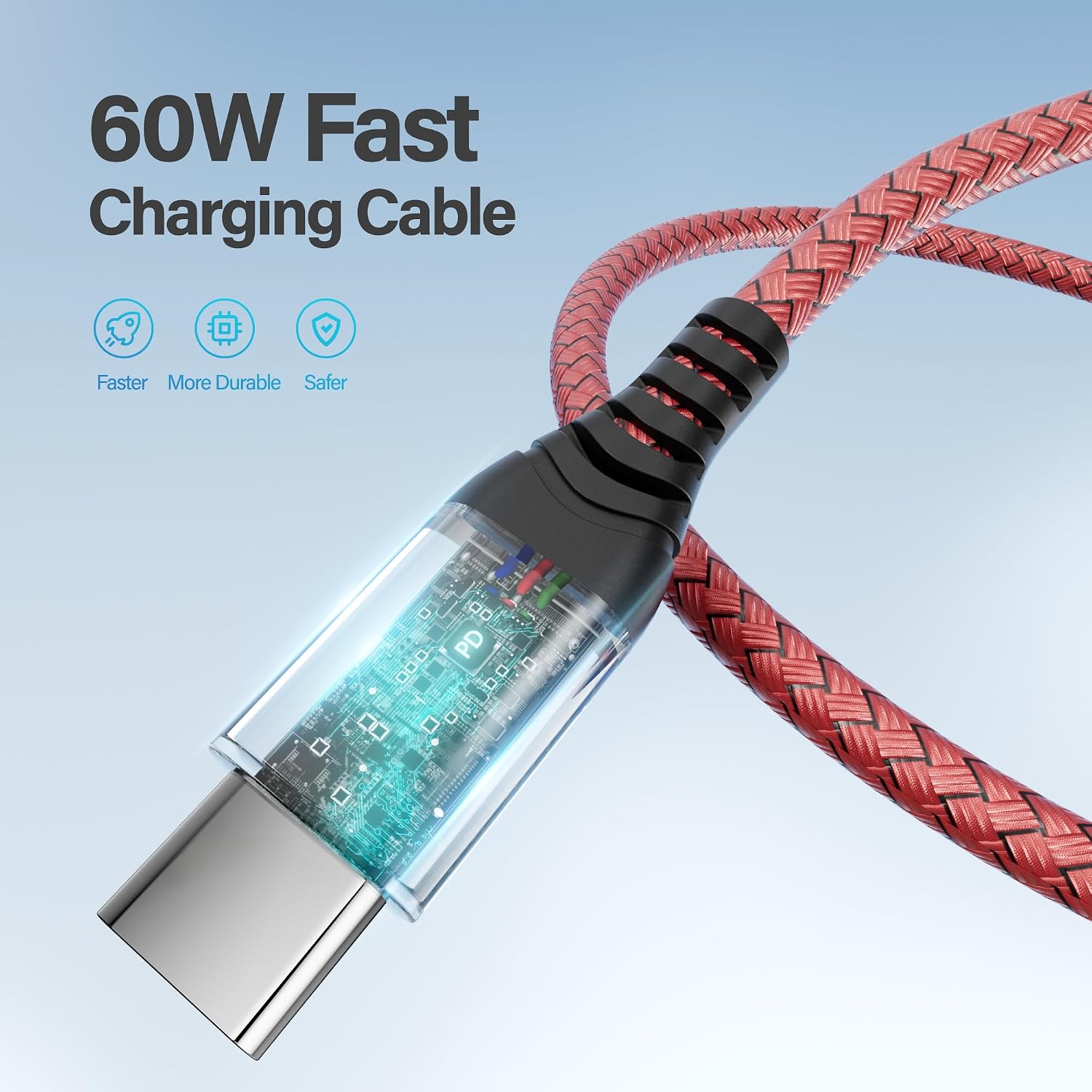 Thumbnail 1 de USB C Charger Cable 3Pack 60W 1.8m