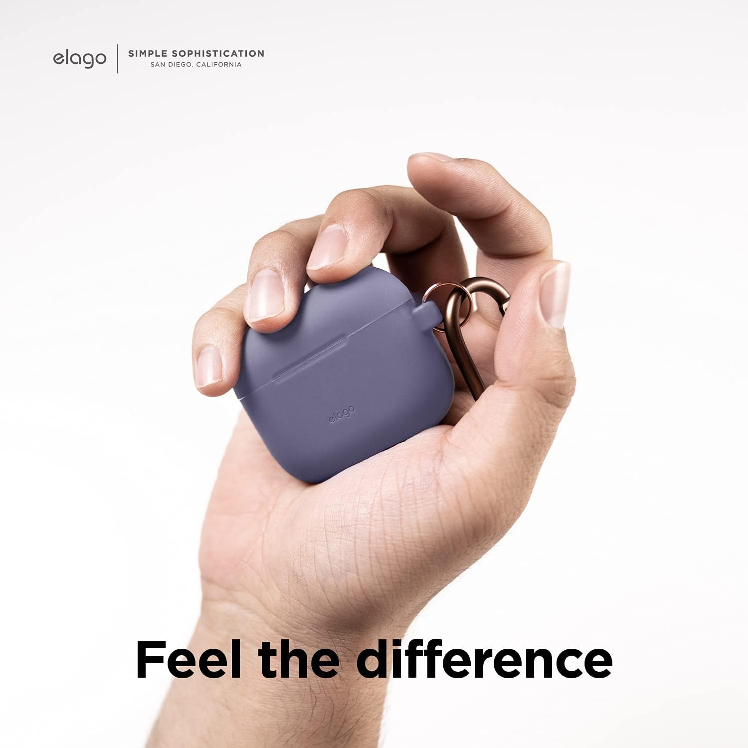 Thumbnail 5 de elago Coque en silicone avec mousqueton compatible AirPods 3 – gris lavande