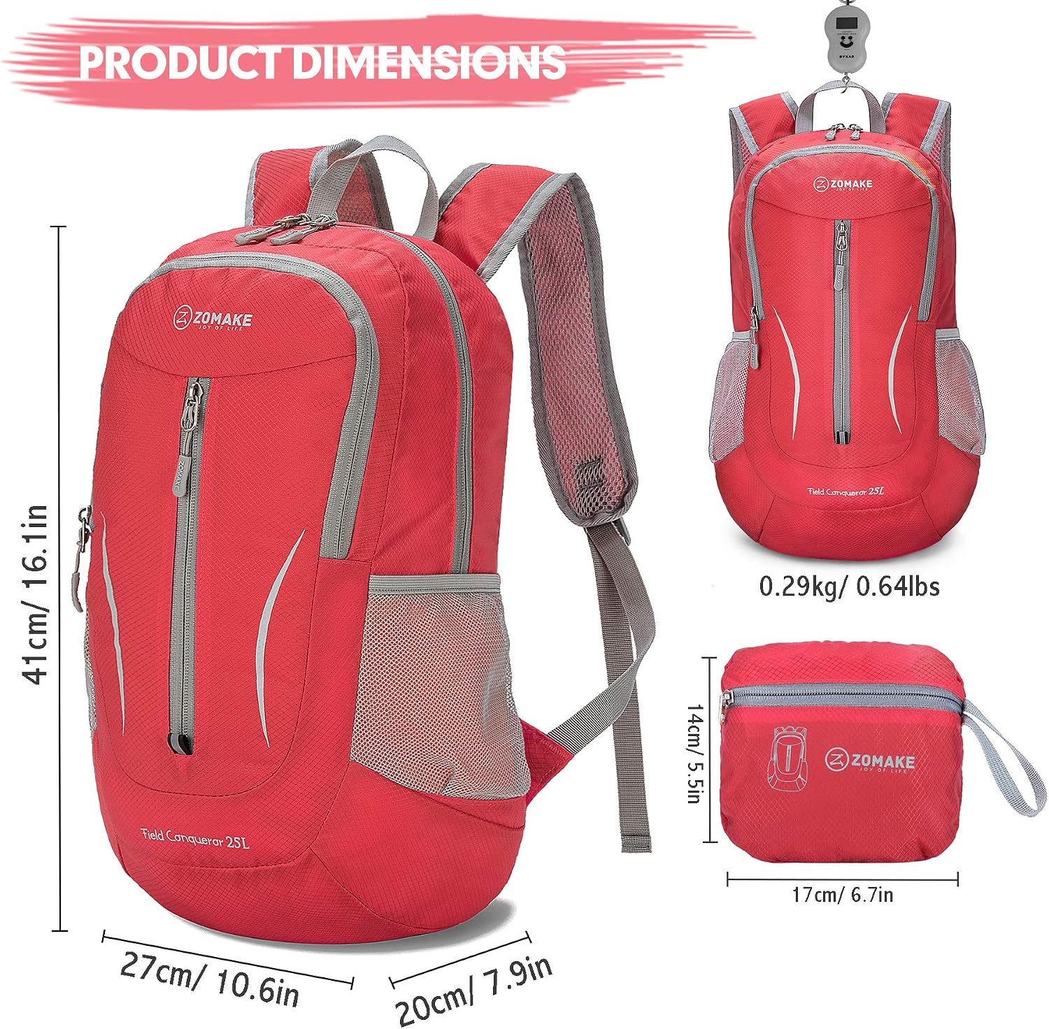 Detalle de ZOMAKE sac à dos pliable ultra-léger 25L (packable) pour randonnée, voyage et sorties