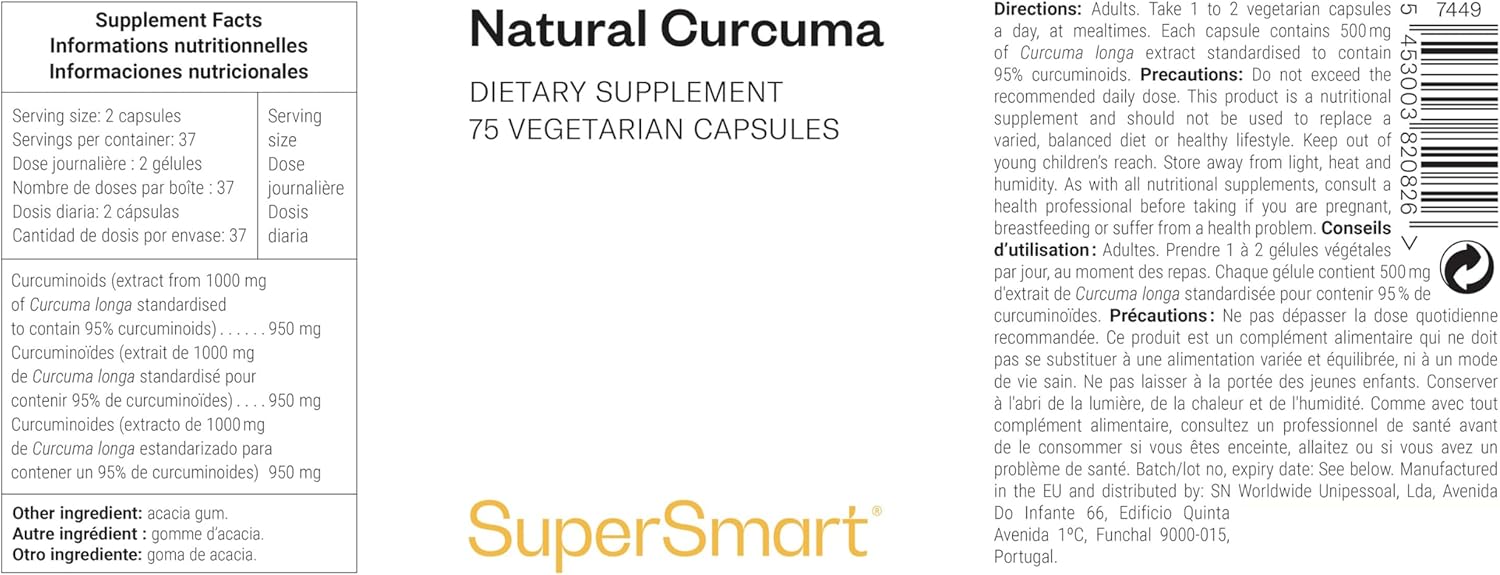 Thumbnail 1 de Curcuma Naturel de Supersmart — Puissant antioxydant avec plus de 95% de curcuminoïdes et haute absorption