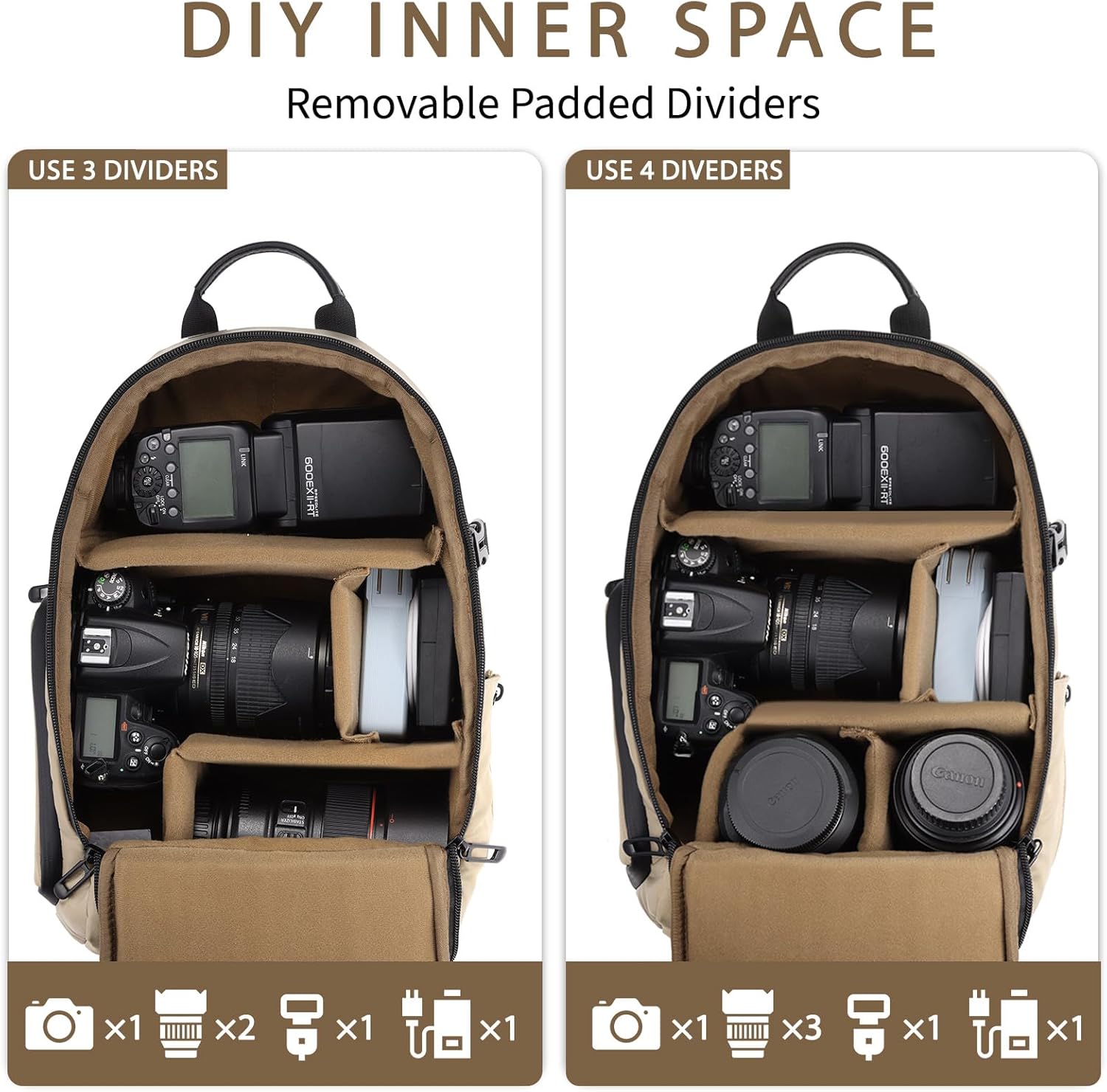 Thumbnail 2 de TAAOKA Kamera-Schultertasche: Vielseitiger DSLR/Spiegelloser Kamerarucksack mit modularen Einsätzen
