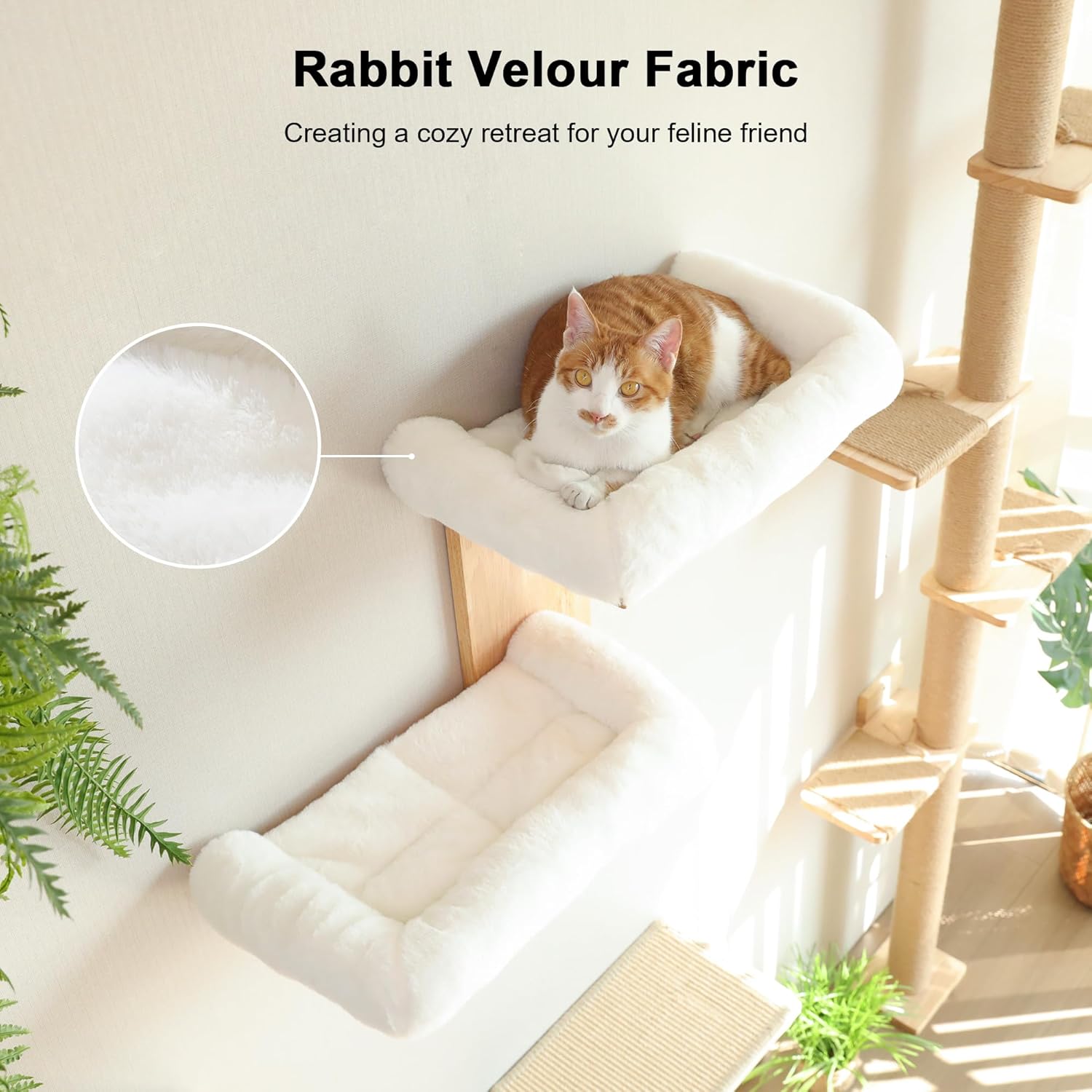 Detalle 2 de FUKUMARU Cat Wall Shelves with 2 Platforms – Tree-Shape Wall-Mounted Cat Perch