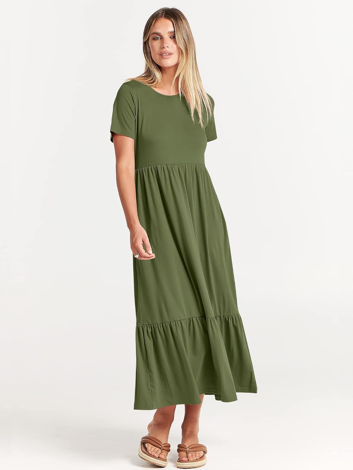 Thumbnail 2 de ANRABESS Women’s 2026 Summer Casual Maxi Dress – Tiered, Flowy A-line with Pockets