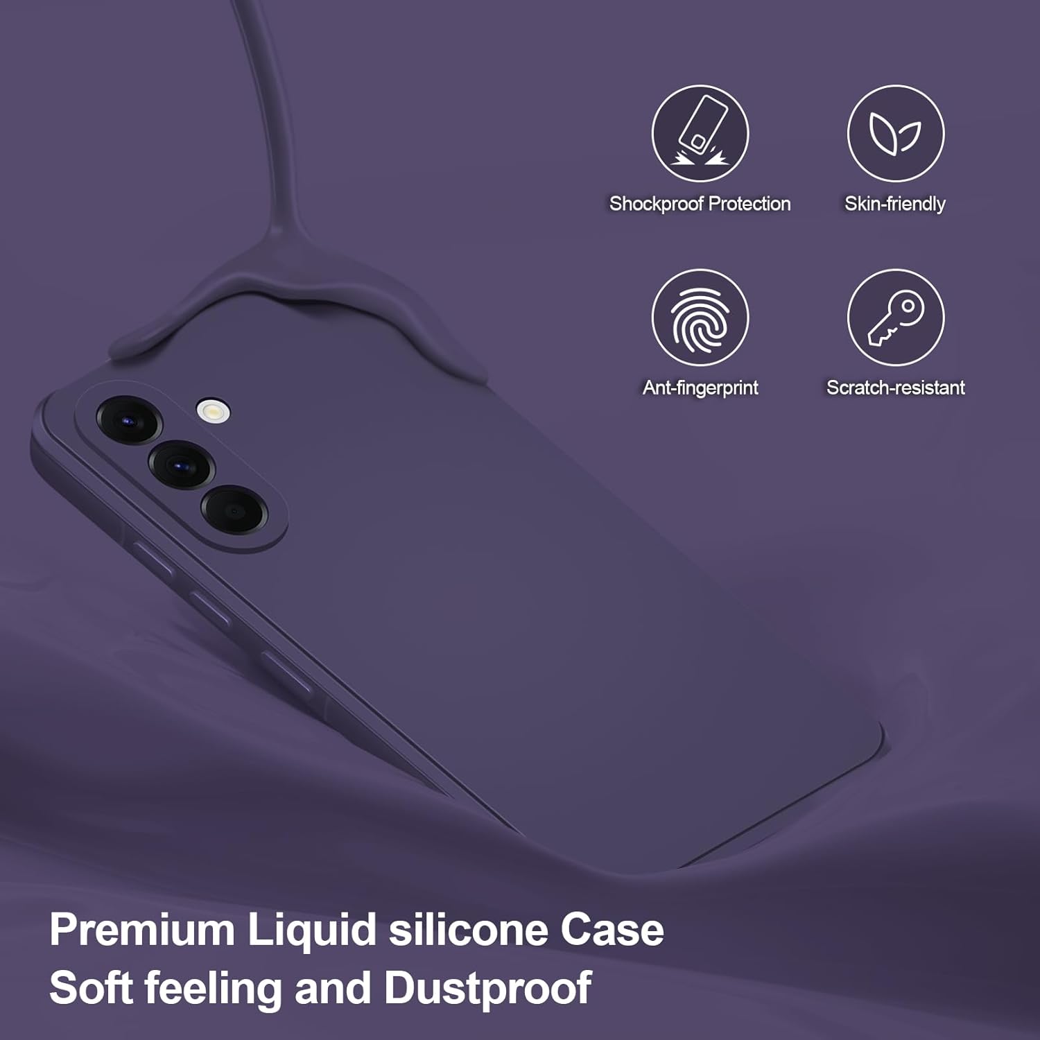 Detalle de Btstring Hülle für Samsung Galaxy A56 – Hochwertiges Silikon Case mit Seidig-Weichem Griff (Lila)