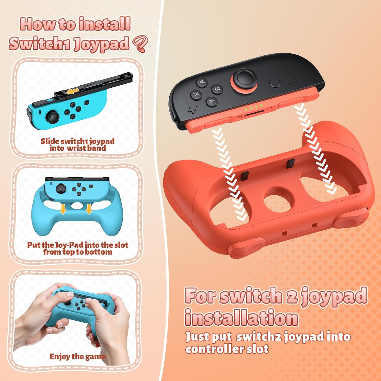 Thumbnail 6 de FASTSNAIL Poignées pour Switch 2/1/OLED — Poignées antidérapantes compatibles NS2 et NS1