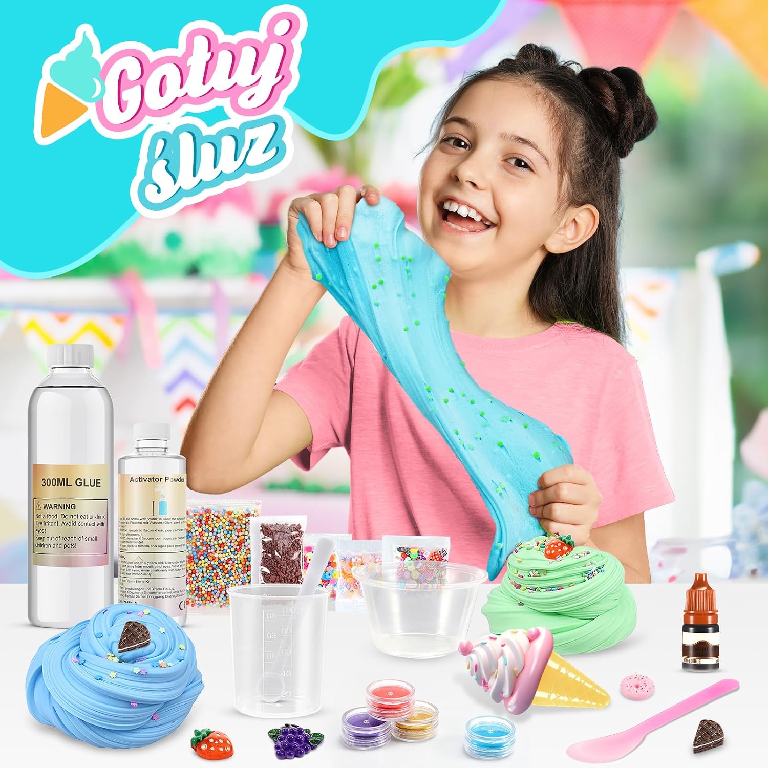 Detalle de Adeokay Slime – zestaw do tworzenia puszystej masy, 5 kolorów i dodatki