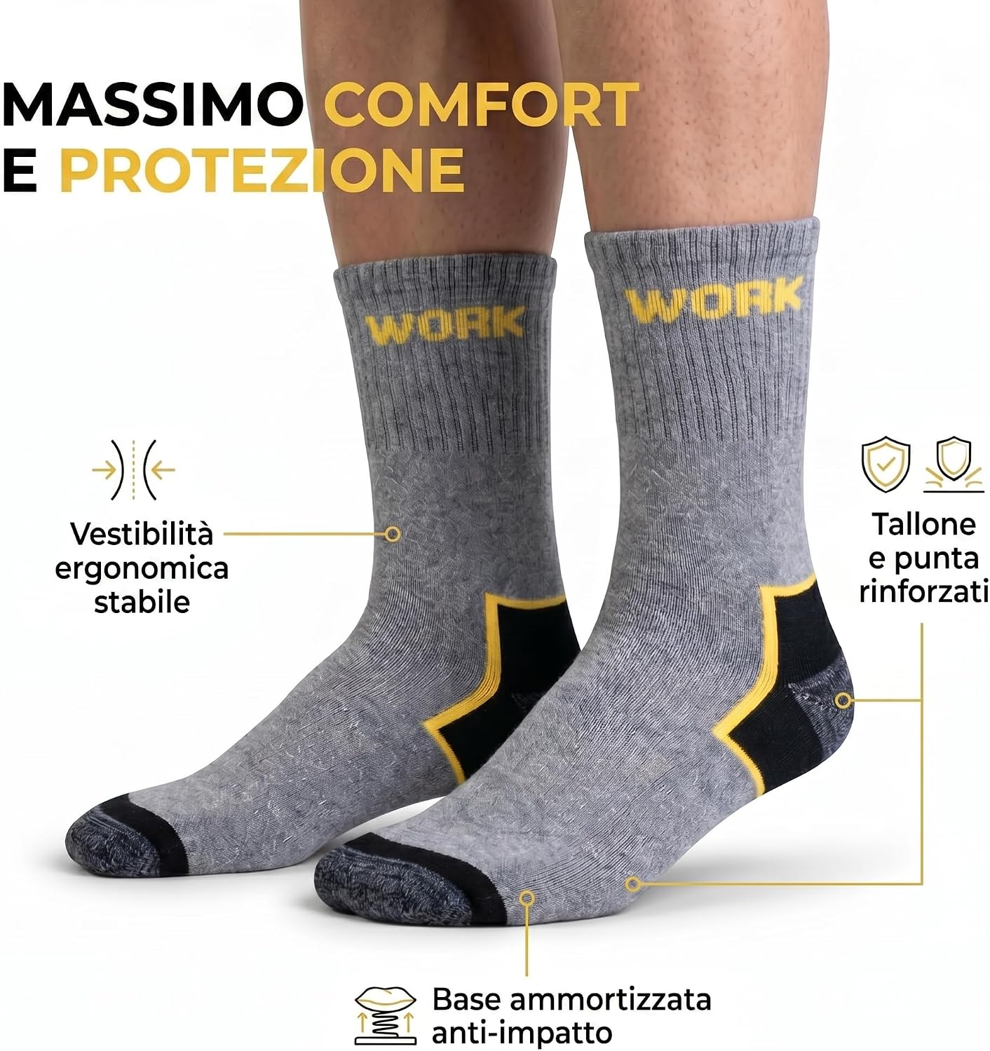 Detalle de PS PROUTHS Calzini da lavoro uomo rinforzati: comfort e protezione per giornate impegnative