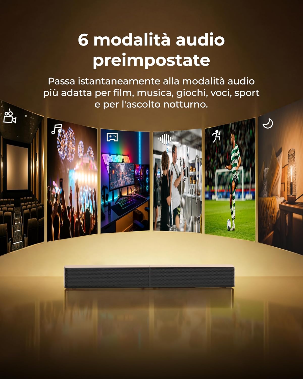 Detalle de ULTIMEA Soundbar con Subwoofer Wireless Poseidon M30 – 240W, 2.1 canali, VoiceMX e BassMX