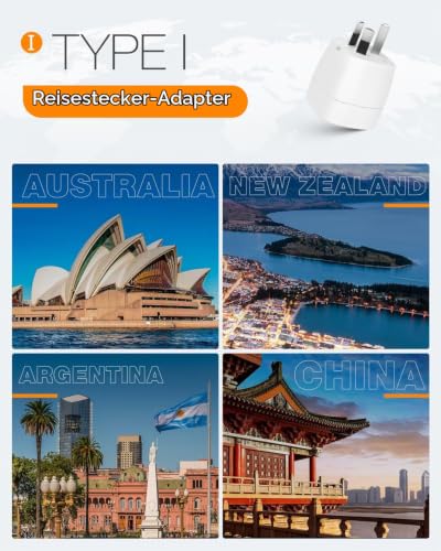Detalle 2 de Vutizal Adapter Australien 2er-Set – China Deutschland Stecker, Typ I Reiseadapter