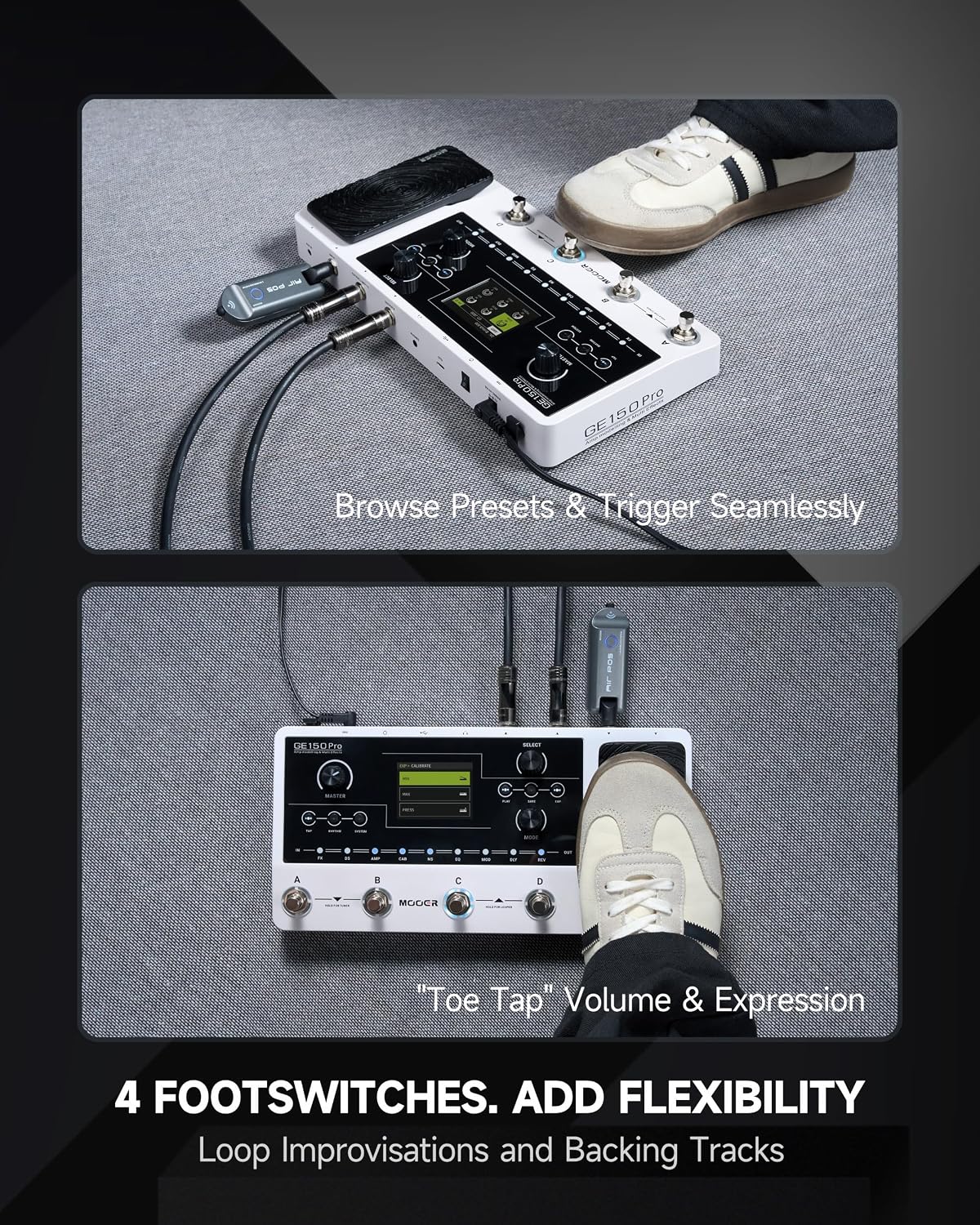 Detalle 2 de MOOER GE150 Pro Guitar Multi-Effects Pedal with Four Footswitches and Looper