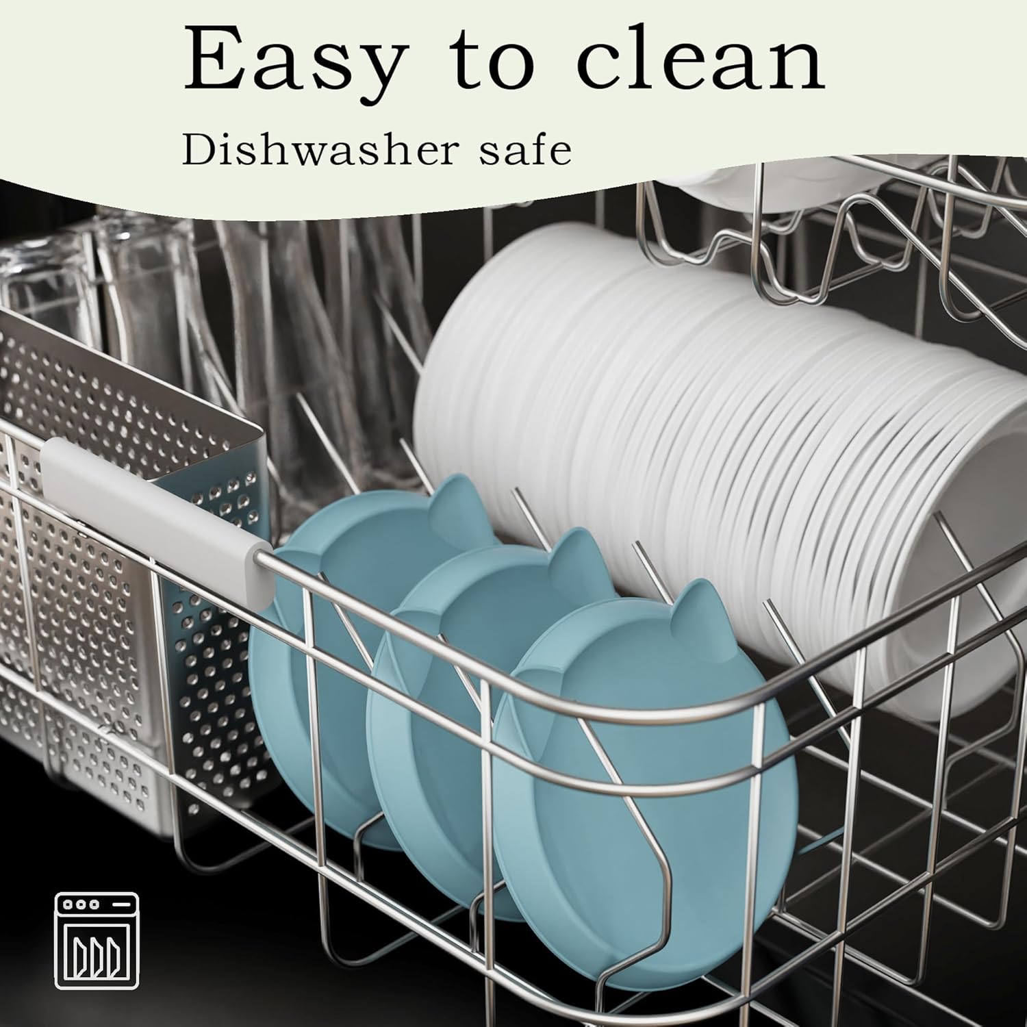 Thumbnail 5 de Gamelle en silicone pour chat (1 pièce) 15 x 15 cm, bleu clair – protection des poils de barbe