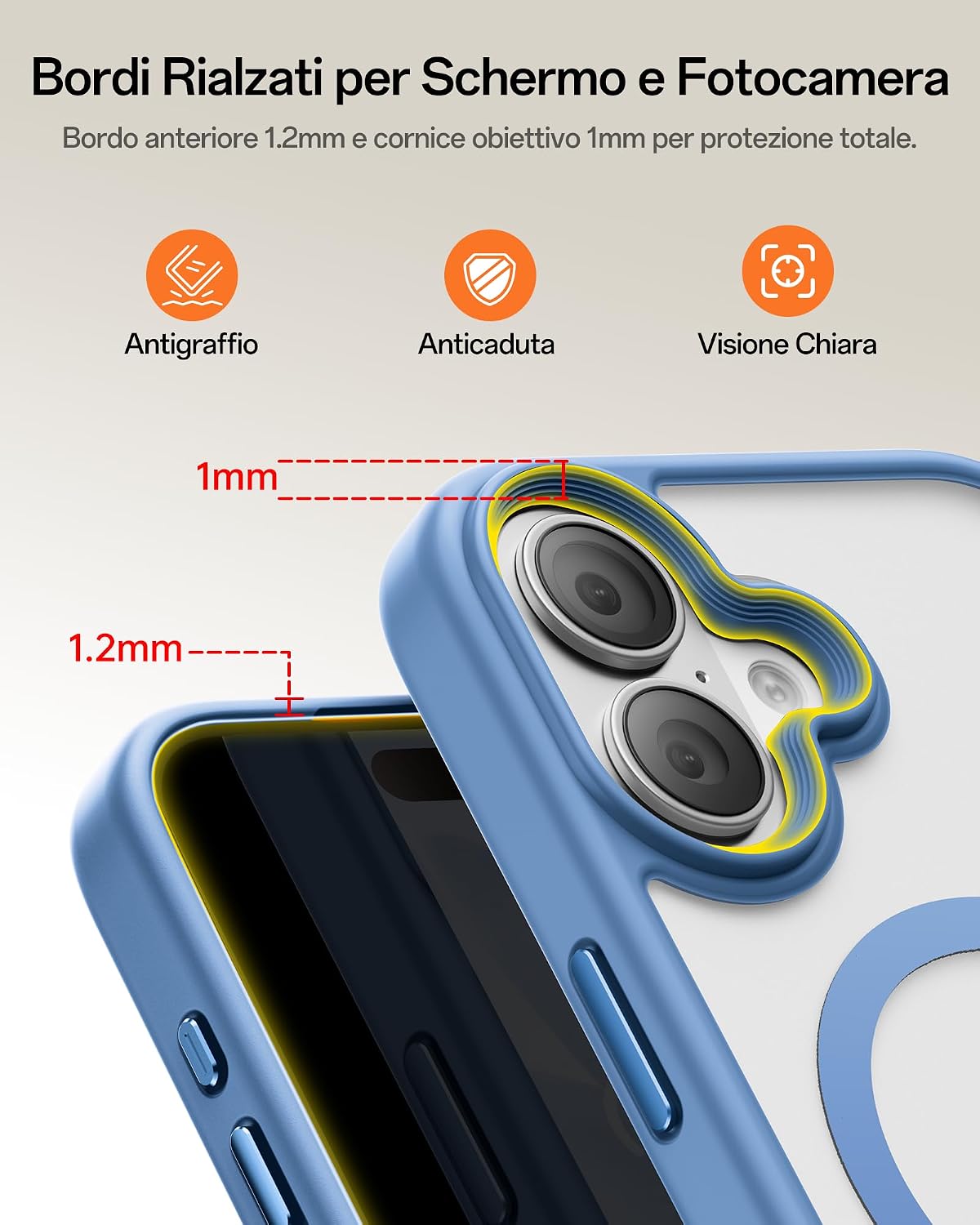 Thumbnail 6 de UNBREAKcable Custodia Magnetica iPhone 16 6,1" Blu Chiaro — Protezione avanzata e MagSafe