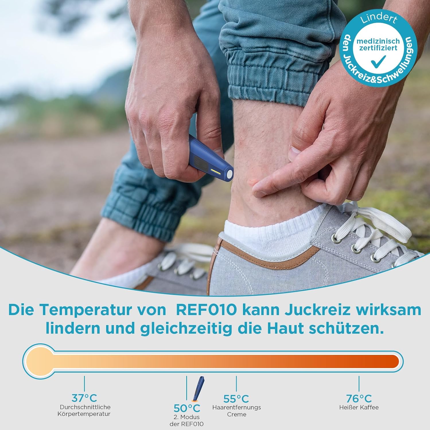 Detalle de MYCARBON Mückenstich Hitzestift – kompakter Stichheiler mit USB‑C, chemiefrei und schnell schmerzlindernd