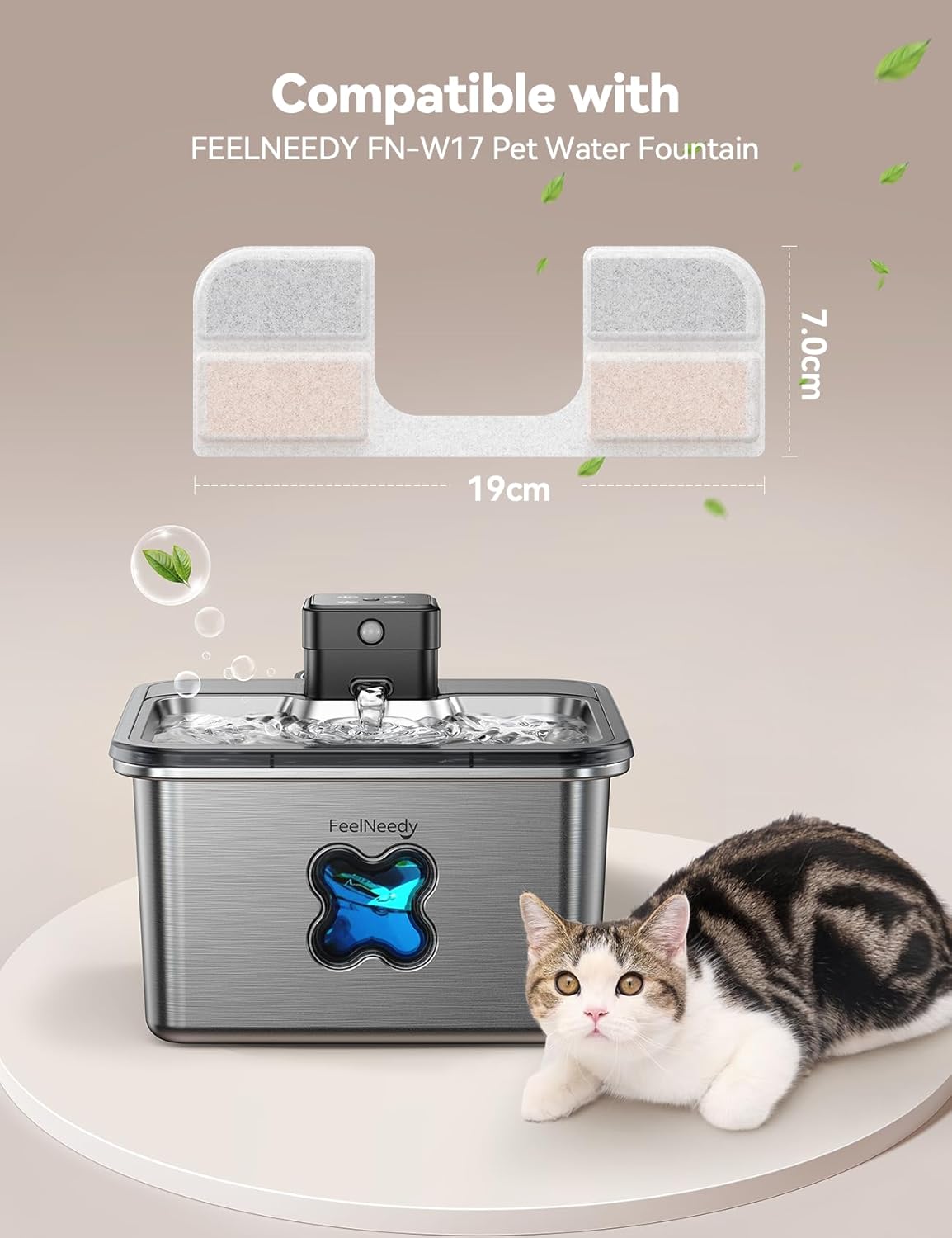 Thumbnail 1 de Lot FEELNEEDY FN-W17 : 6 filtres de rechange + 6 éponges pour fontaine à eau pour chat (3,2 l)