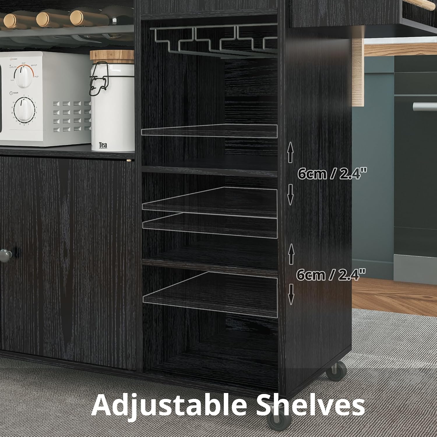 Thumbnail 3 de IRONCK Kitchen Island Cart with Drop-Leaf