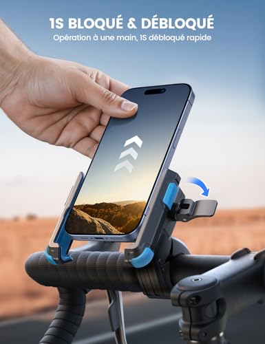 Detalle de Support Téléphone Vélo et Moto Lamicall 1S Verrouillage – Stabilité et Accessibilité
