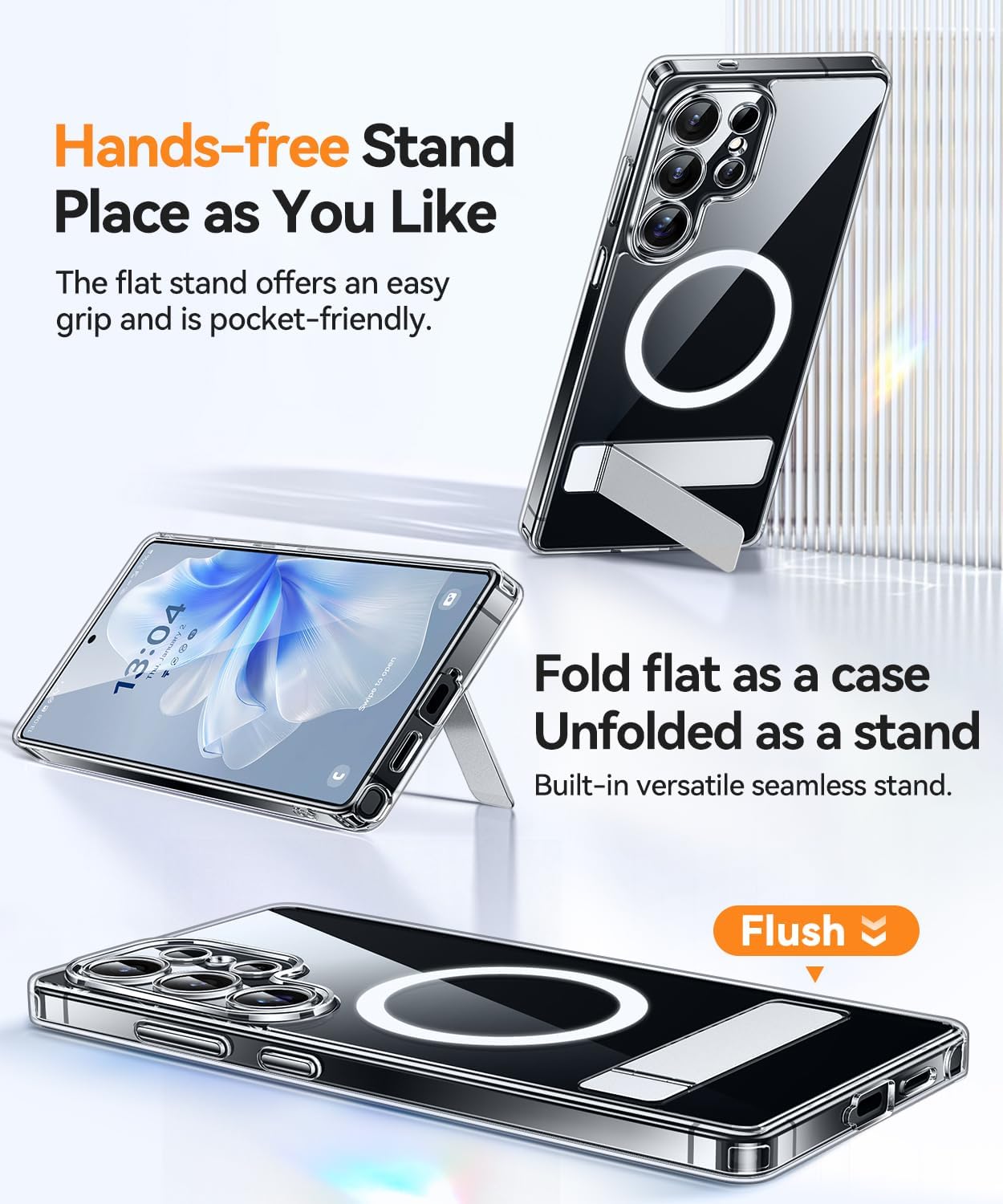 Thumbnail 2 de Coque magnétique CANSHN pour Samsung Galaxy S25 Ultra (6,9 pouces) avec béquille métal et protection photo