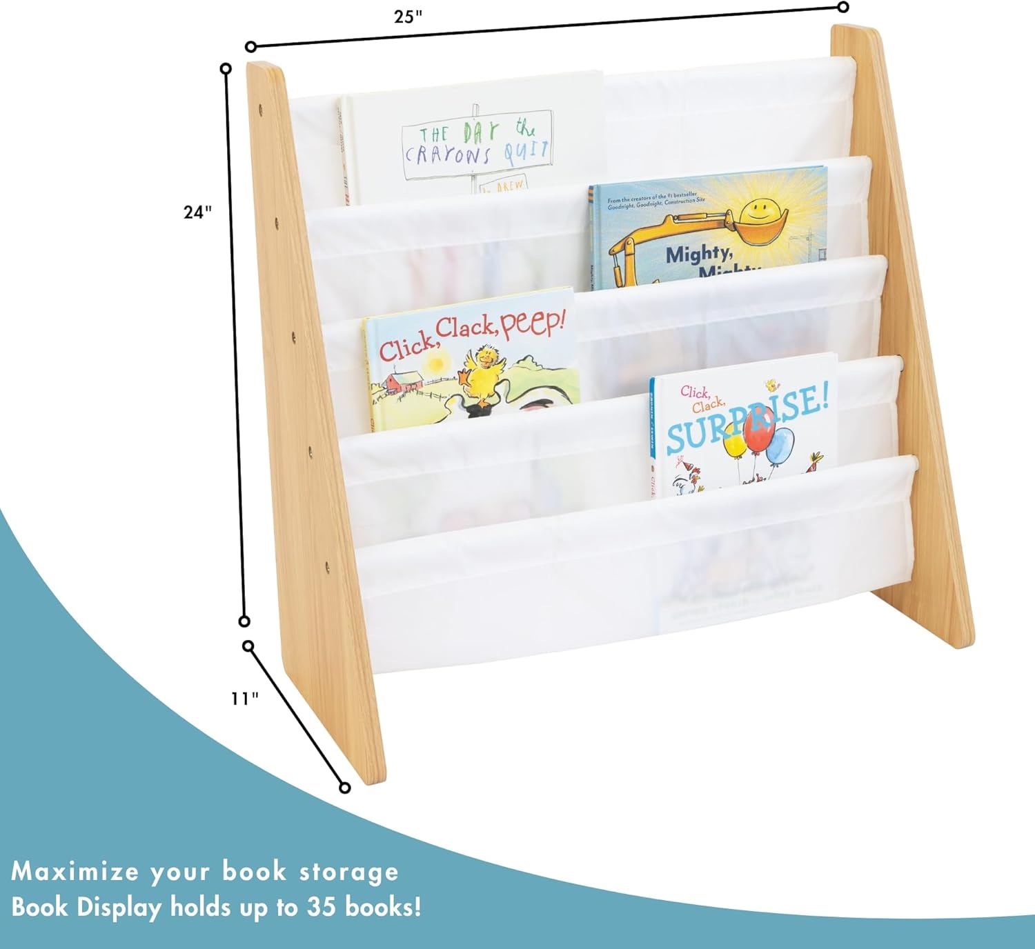 Thumbnail 2 de HumbleCrew Libreria Bambini Elegante: Scaffale 4 Ripiani in Naturale/Bianco, 63x28x60 cm