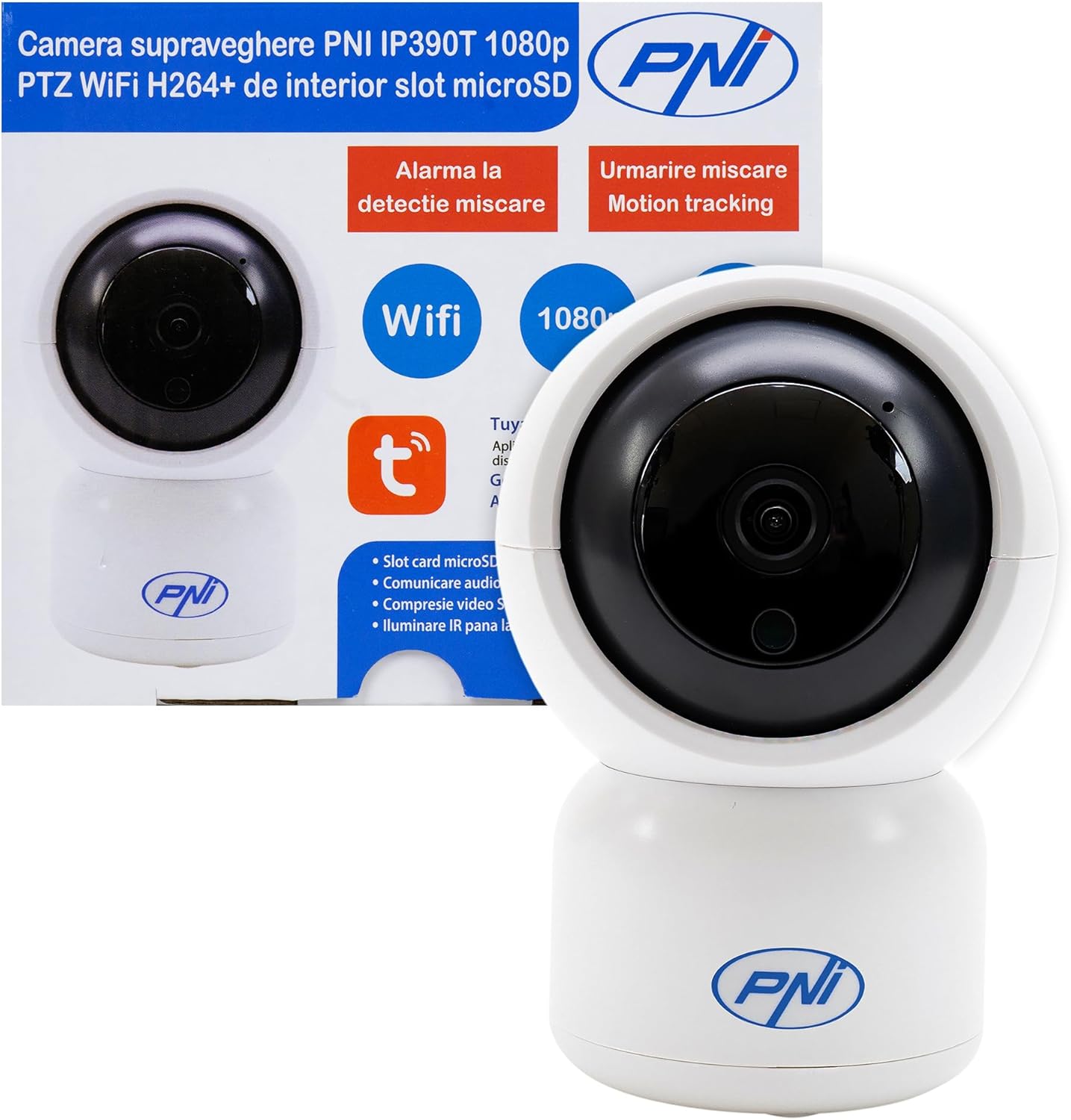 Thumbnail 1 de PNI IP390T Telecamera di videosorveglianza 1080P PTZ WiFi con microSD fino a 128 GB, visione notturna e integrazione Tuya