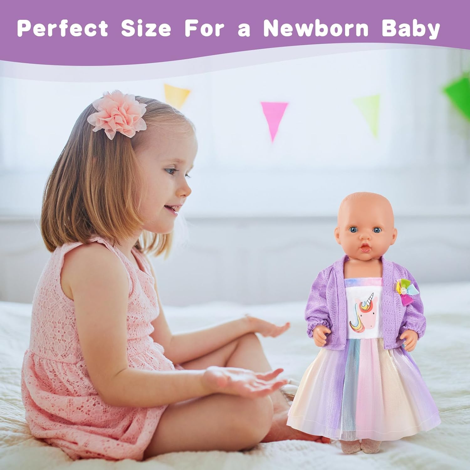 Thumbnail 5 de Ensemble vêtements de poupée Aolso pour poupée 35-45 cm (14-18 pouces) – robe licorne et accessoires