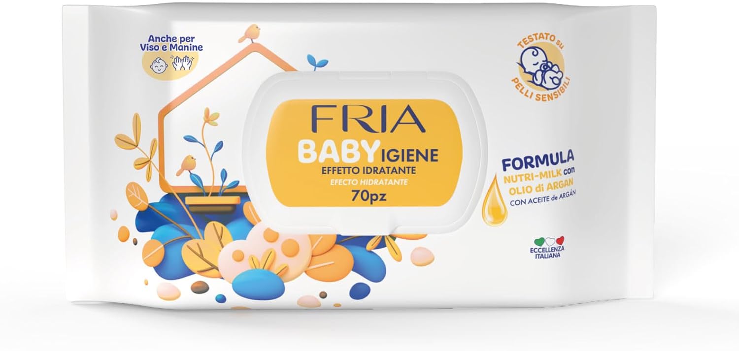Detalle de FRIA 090015B Baby Wipes, 72 Count, Nutri-Milk and Argan Oil