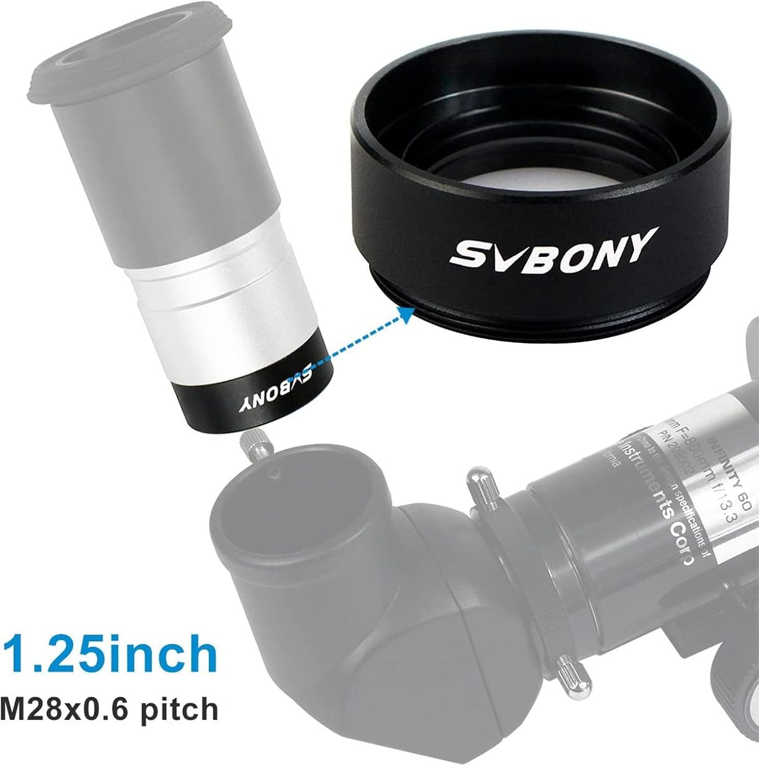 Detalle de Svbony 1.25 Barlowlinse 0.5X Fokalreduzierer
