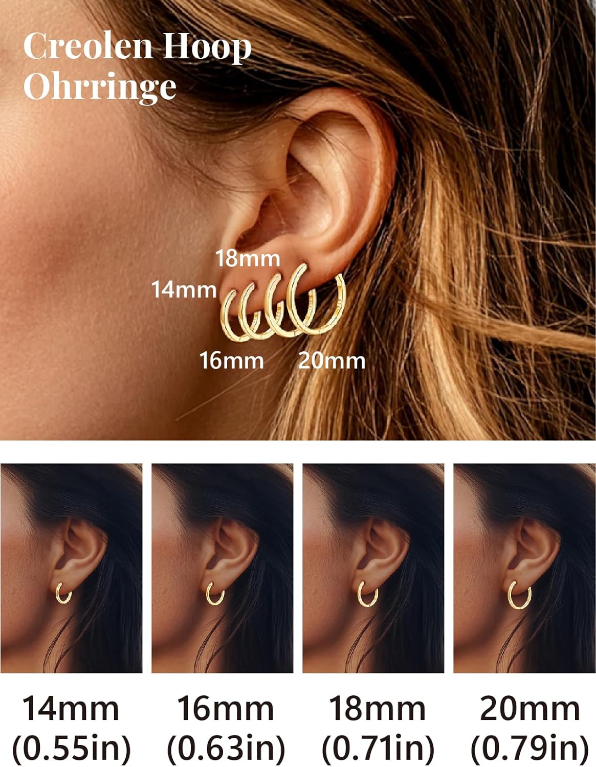 Thumbnail 4 de Silvora Kleine Creolen aus 925 Sterling Silber – 6 bis 20 mm (Damen & Herren)