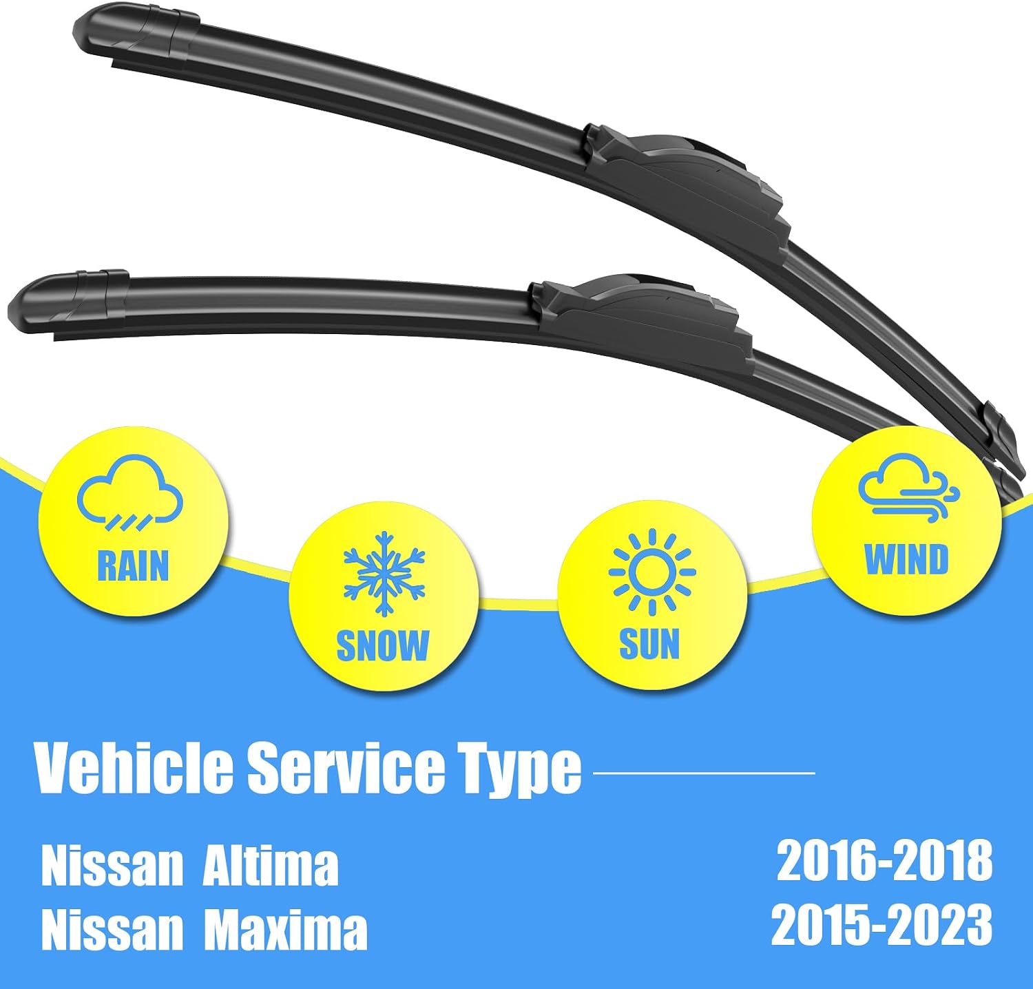 Thumbnail 1 de Gavimnal 28"+16" Silicone Wiper Blades for Nissan Altima 2016-2018
