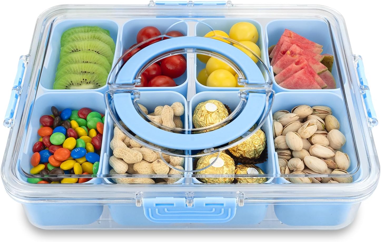 Thumbnail 5 de HRXFOZ Divided Serving Tray with Lid & Handle (8 Compartments) Portable Snack Box