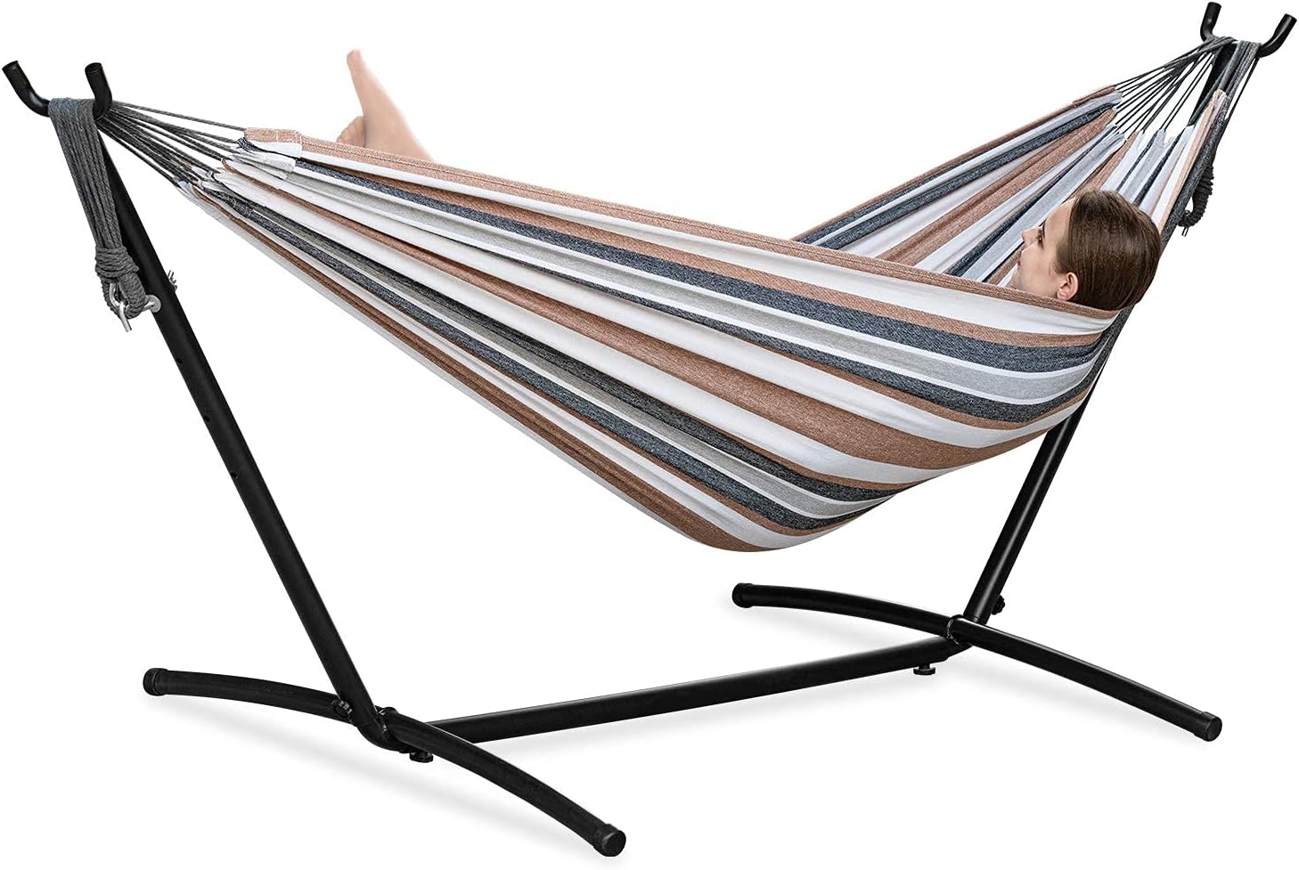 Thumbnail 6 de PNAEUT A01YSB01001 Double Hammock with Steel Stand, Coffee, 450 lb Capacity