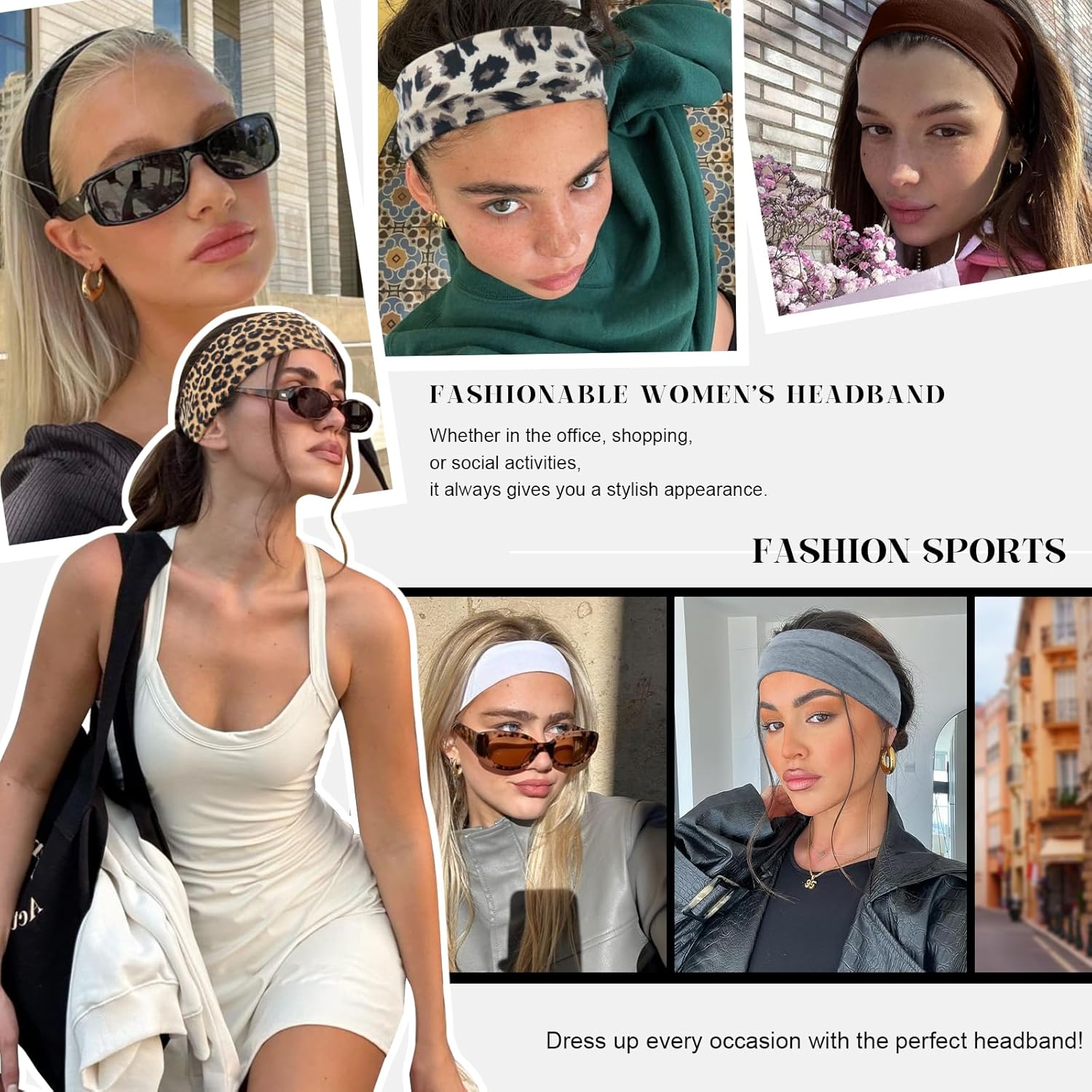 Thumbnail 1 de AWUMBUK Fascia Capelli Donna Uomo, 8 Pezzi Fasce Elastici Antiscivolo per Sport e Fitness