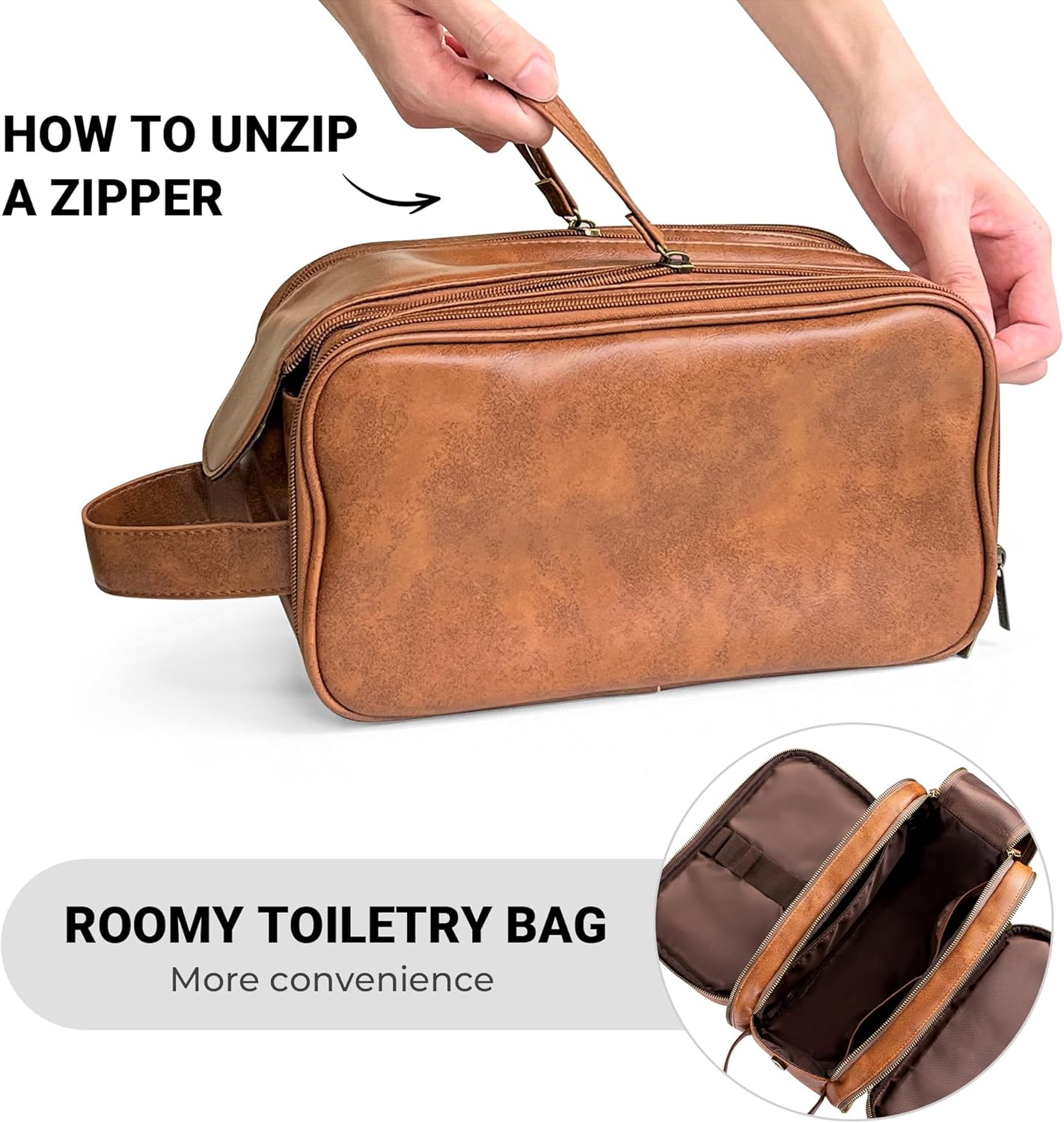 Thumbnail 4 de Elviros Water-Resistant PU Leather Toiletry Bag 12in