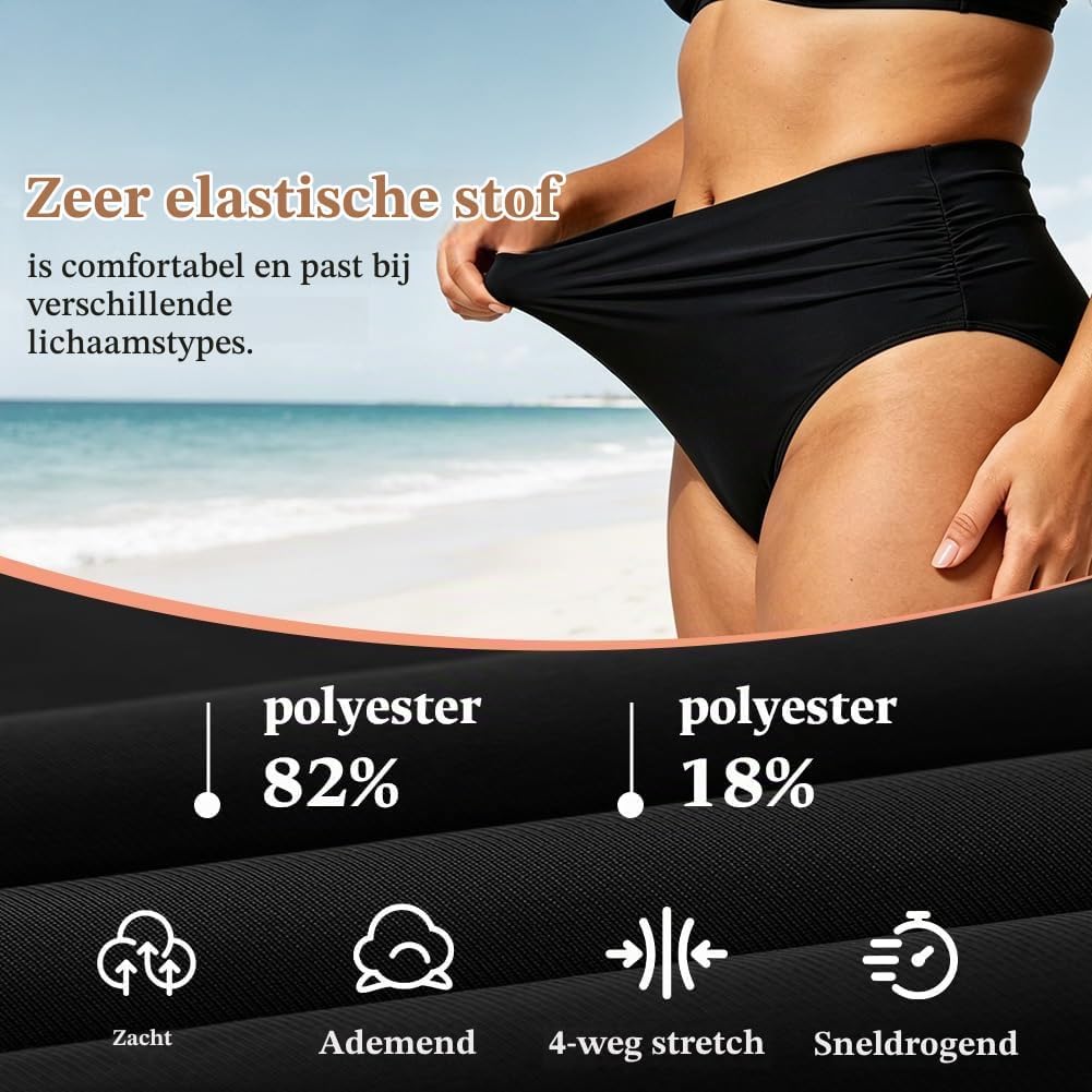 Thumbnail 5 de Bikinibroekje met hoge taille en ruches, 82% polyester en 18% elastaan