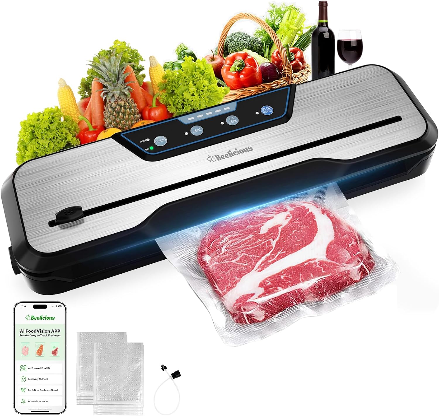 Beelicious 8-In-1 Automatic Food Vacuum Sealer Machine