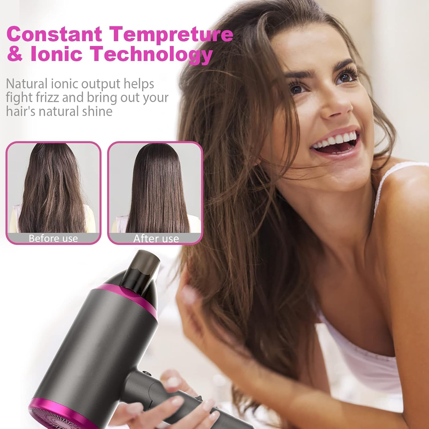 Thumbnail 4 de Travel Hair Dryer with Diffuser: Lightweight, Low-Noise Professional Blow Dryer for Curly Hair