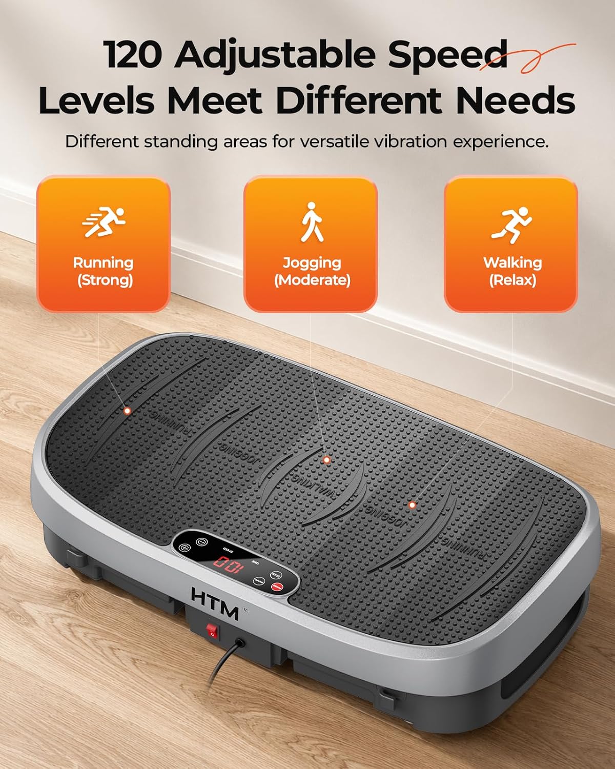 Thumbnail 6 de HTM Vibration Plate Exercise Machine with 9 Modes, 120 Speeds & Remote